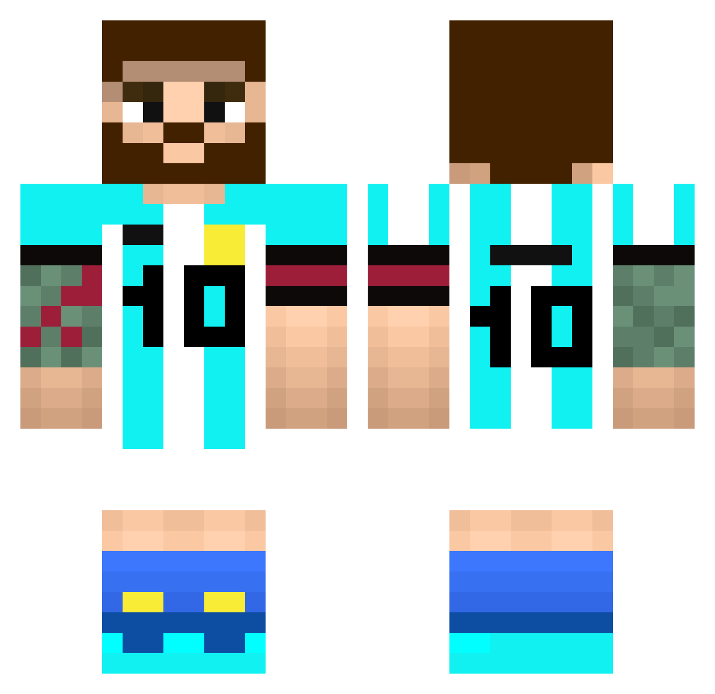 Toxul7 Minecraft skin, front and back view