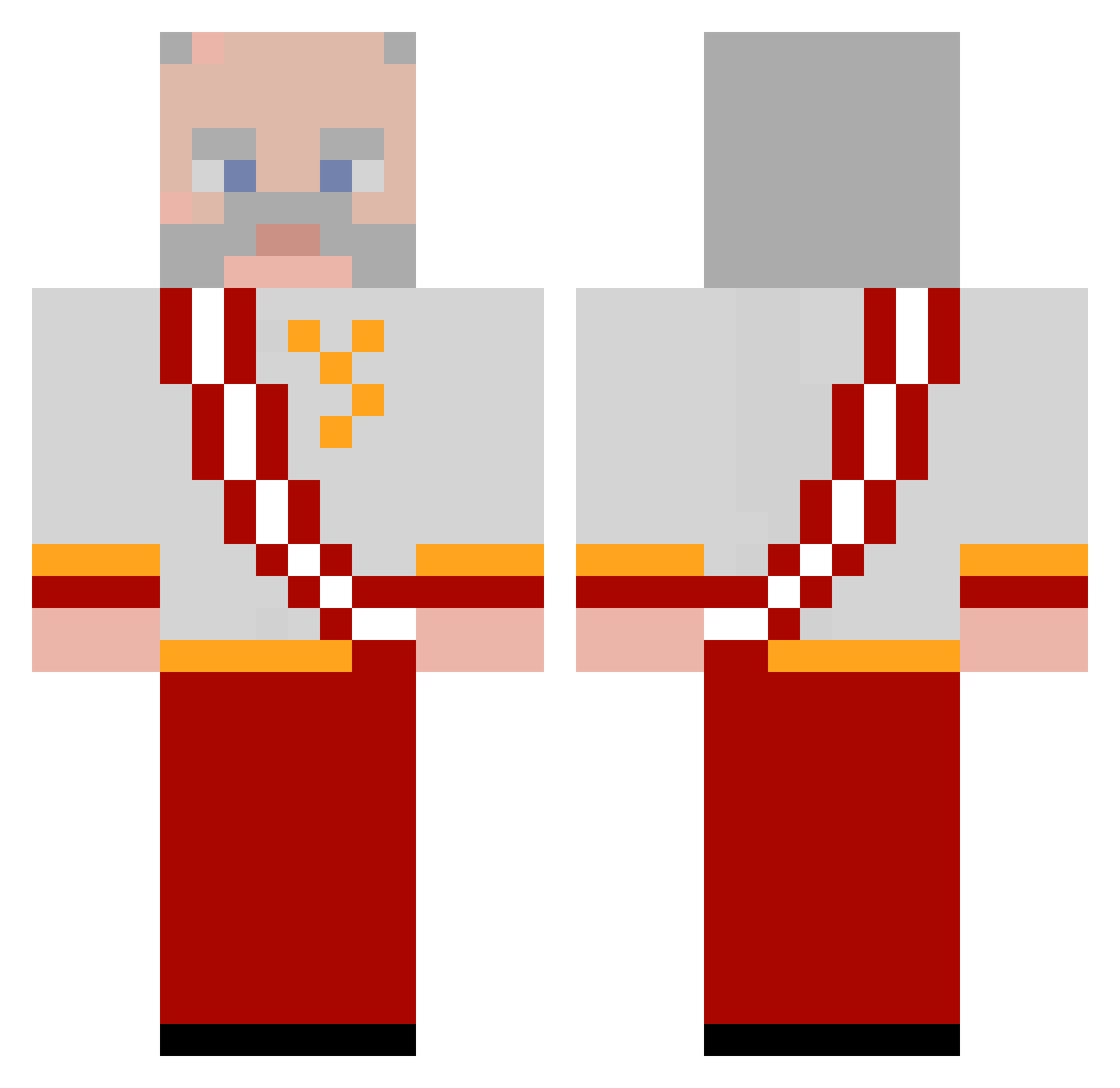 DarkDoc56 Minecraft skin, front and back view