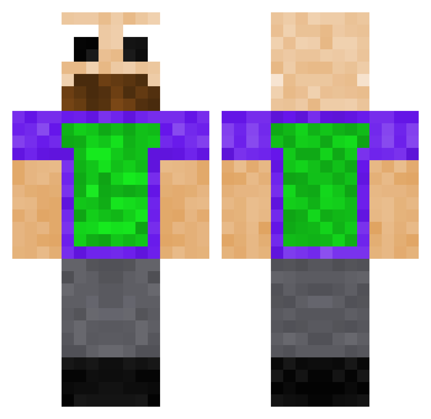 Solviate Minecraft skin, front and back view