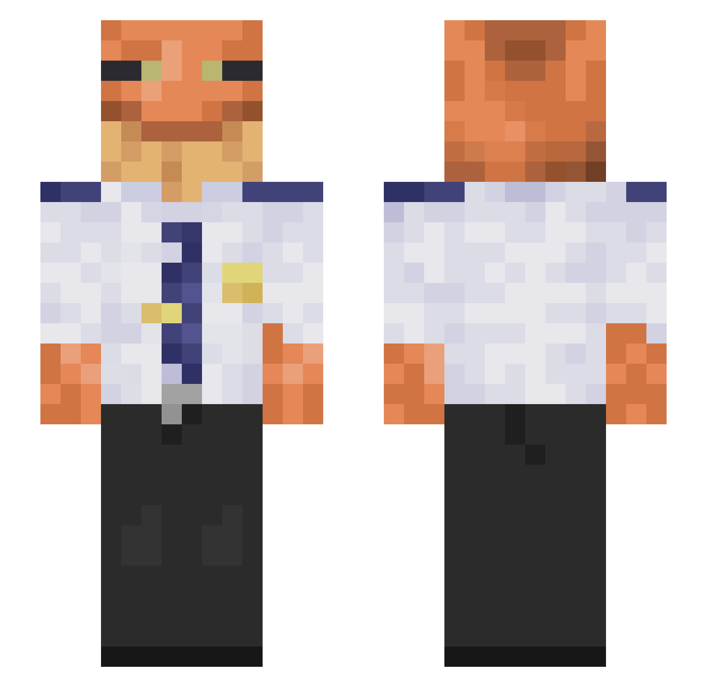 Tmaster2455Java Minecraft skin, front and back view