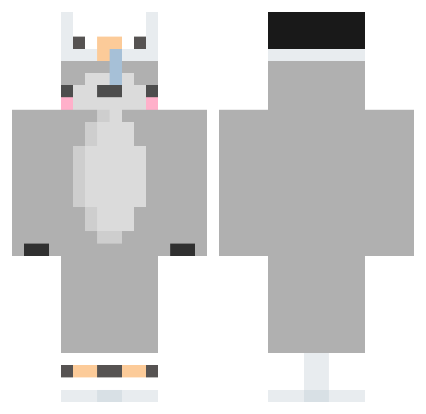 Mococo_ Minecraft skin, front and back view