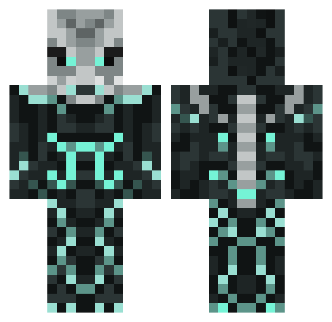 WaveProtector Minecraft skin, front and back view