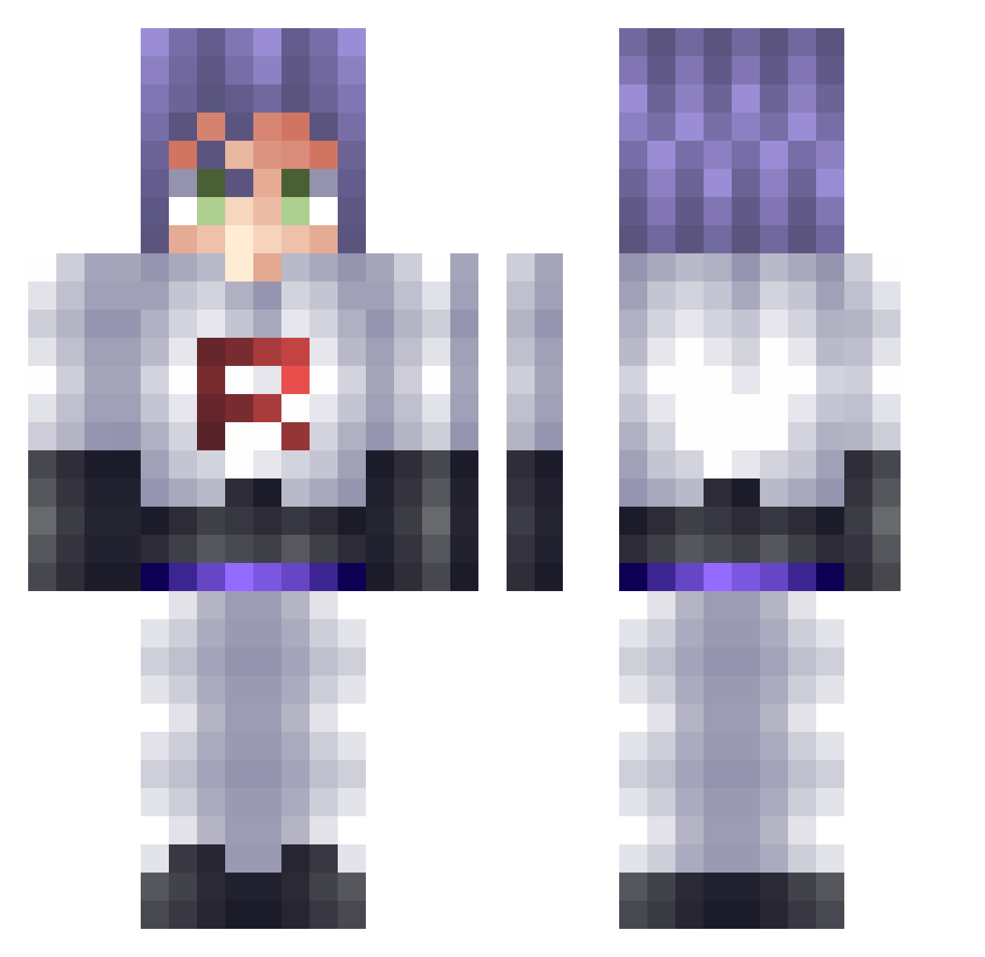 Ace_Space_Duck Minecraft skin, front and back view