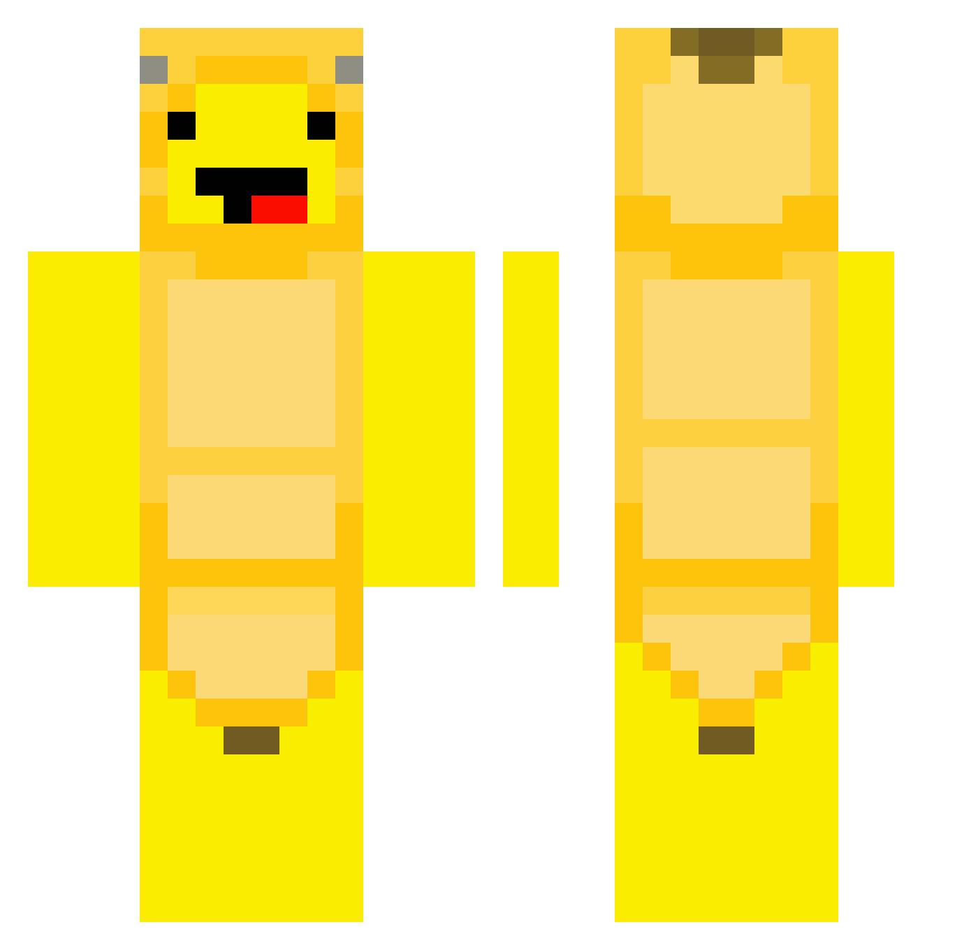 hongissad Minecraft skin, front and back view