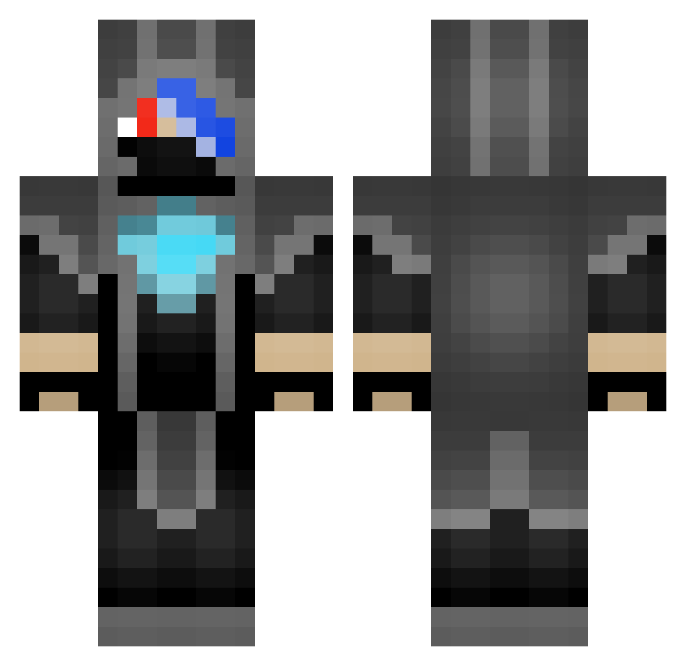 OBCity Minecraft skin, front and back view