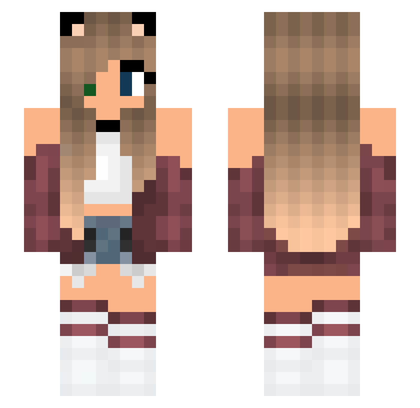 FrackList Minecraft skin, front and back view