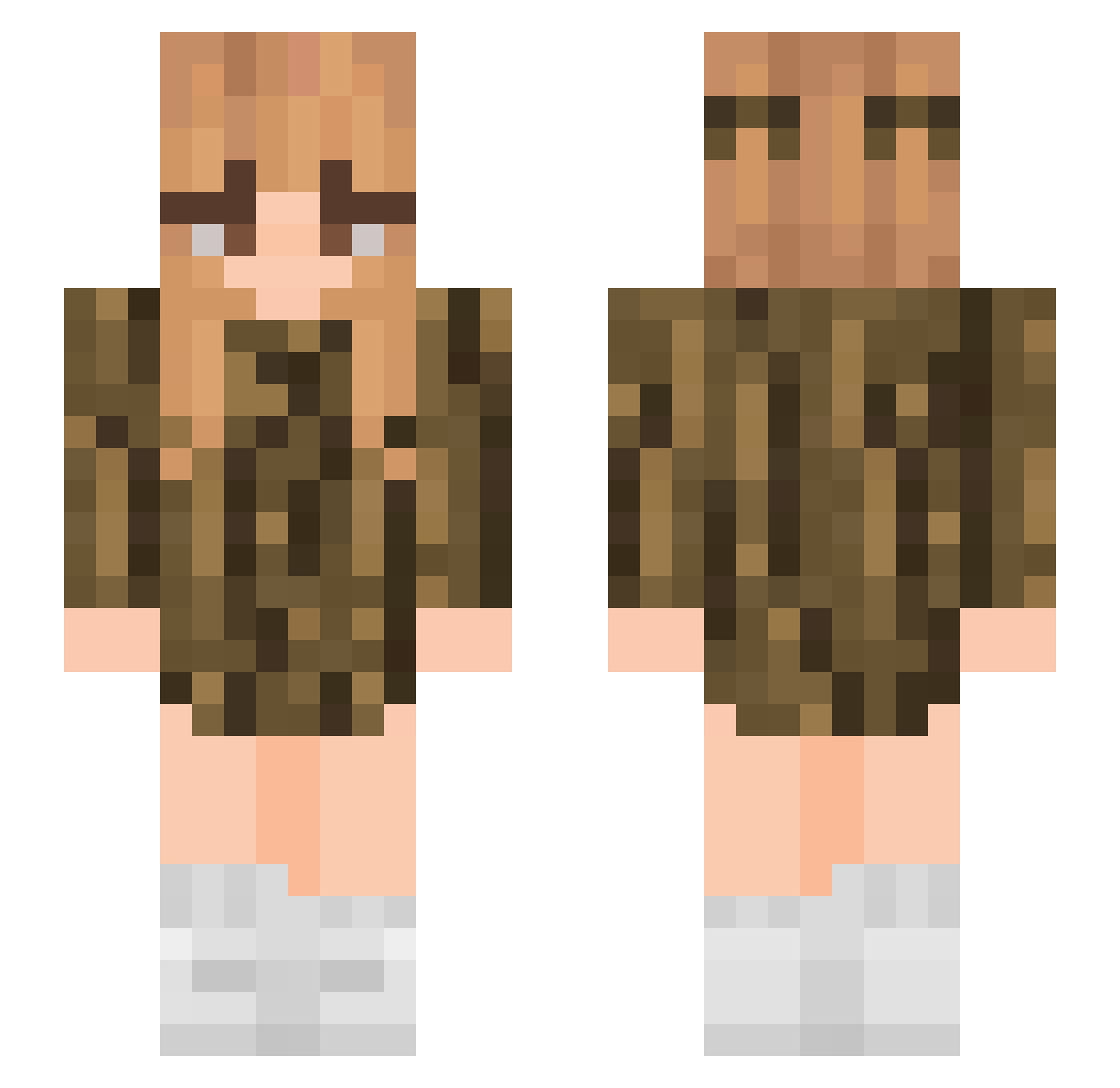 Oak Minecraft skin, front and back view