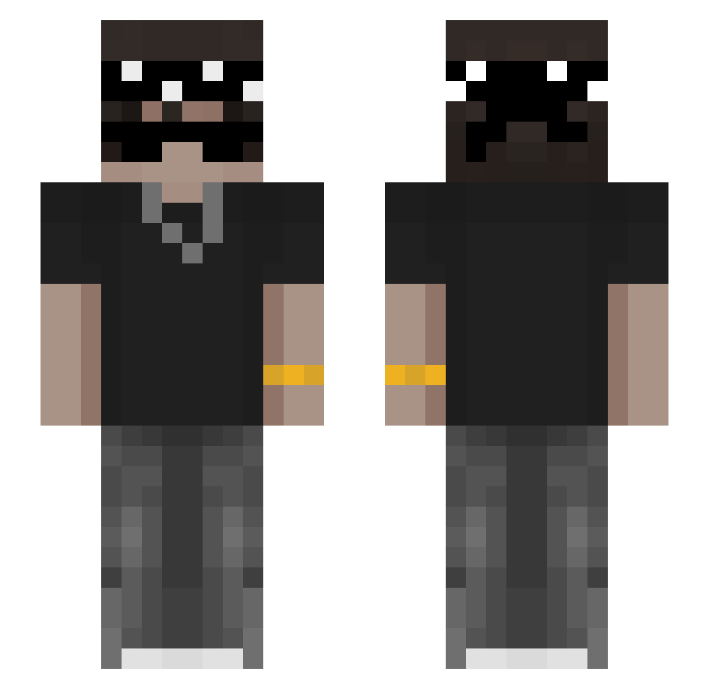 NabityGlock17 Minecraft skin, front and back view
