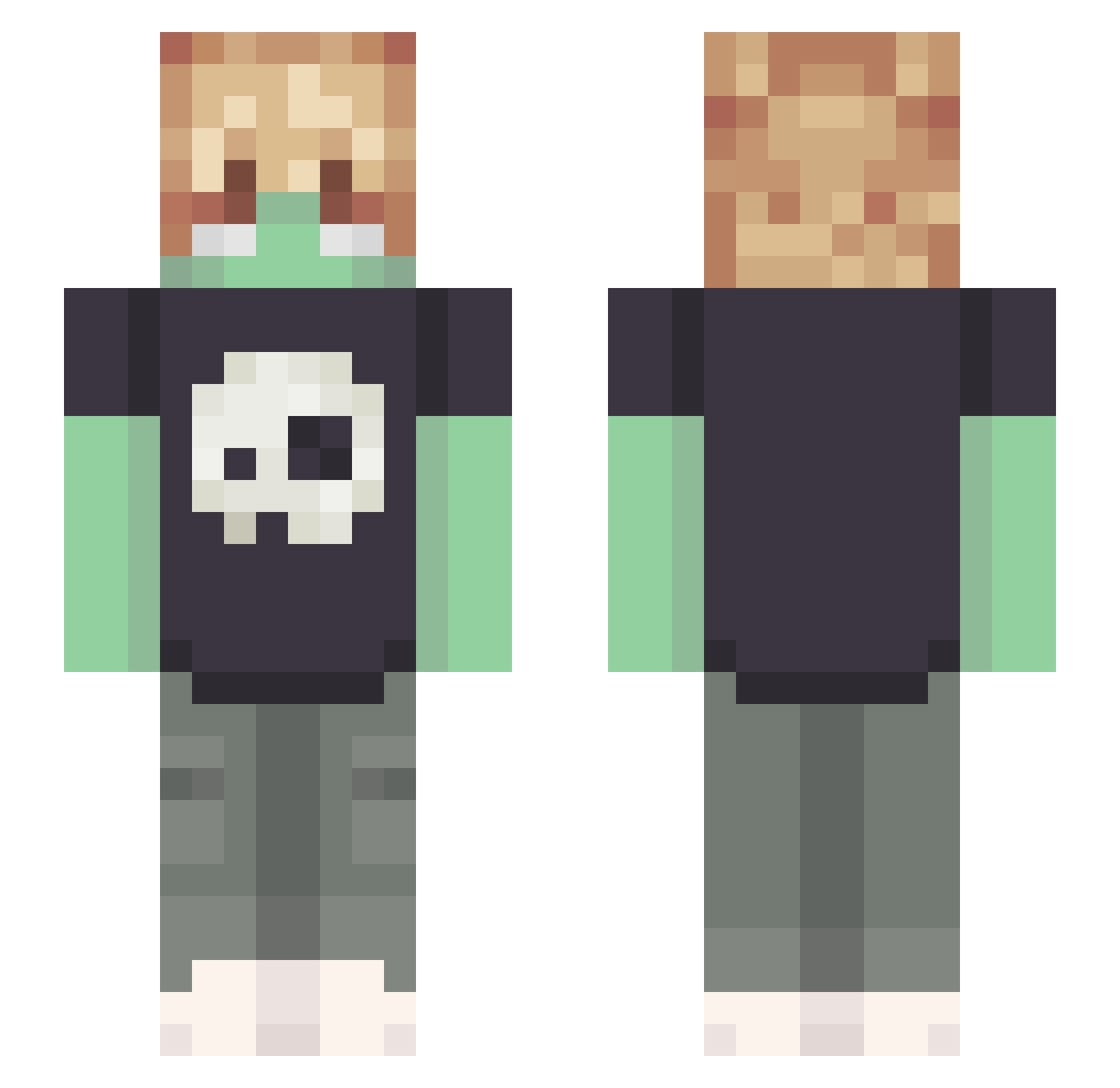 ramenxo Minecraft skin, front and back view