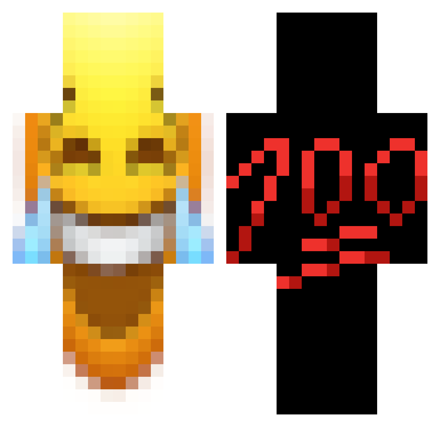 samphel Minecraft skin, front and back view