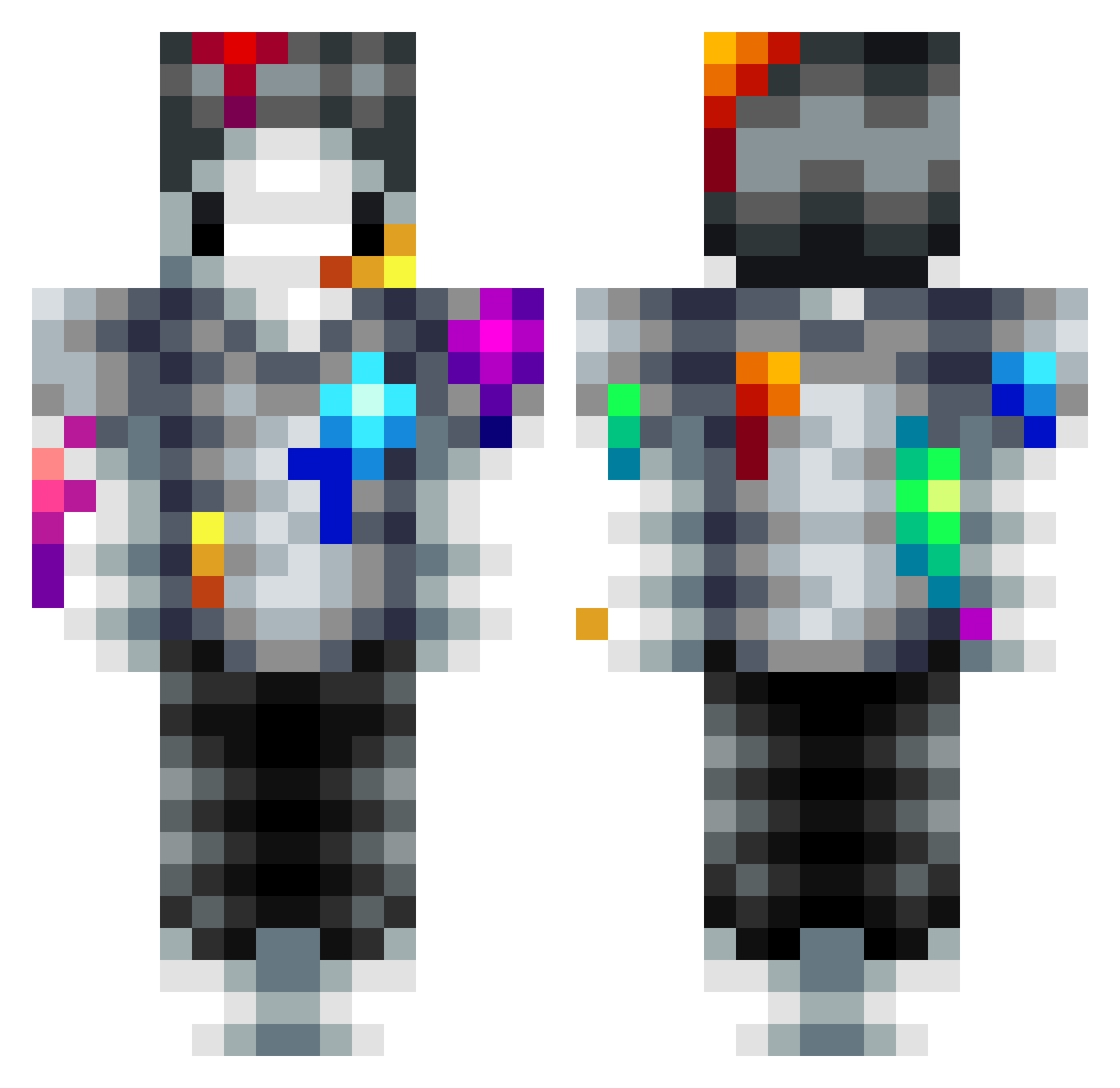 Giasu Minecraft skin, front and back view