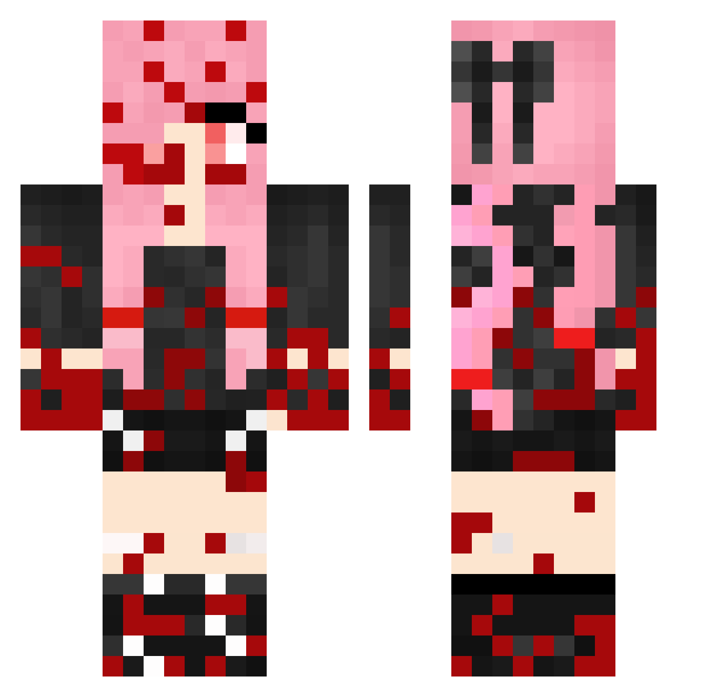 Aerogel Minecraft skin, front and back view