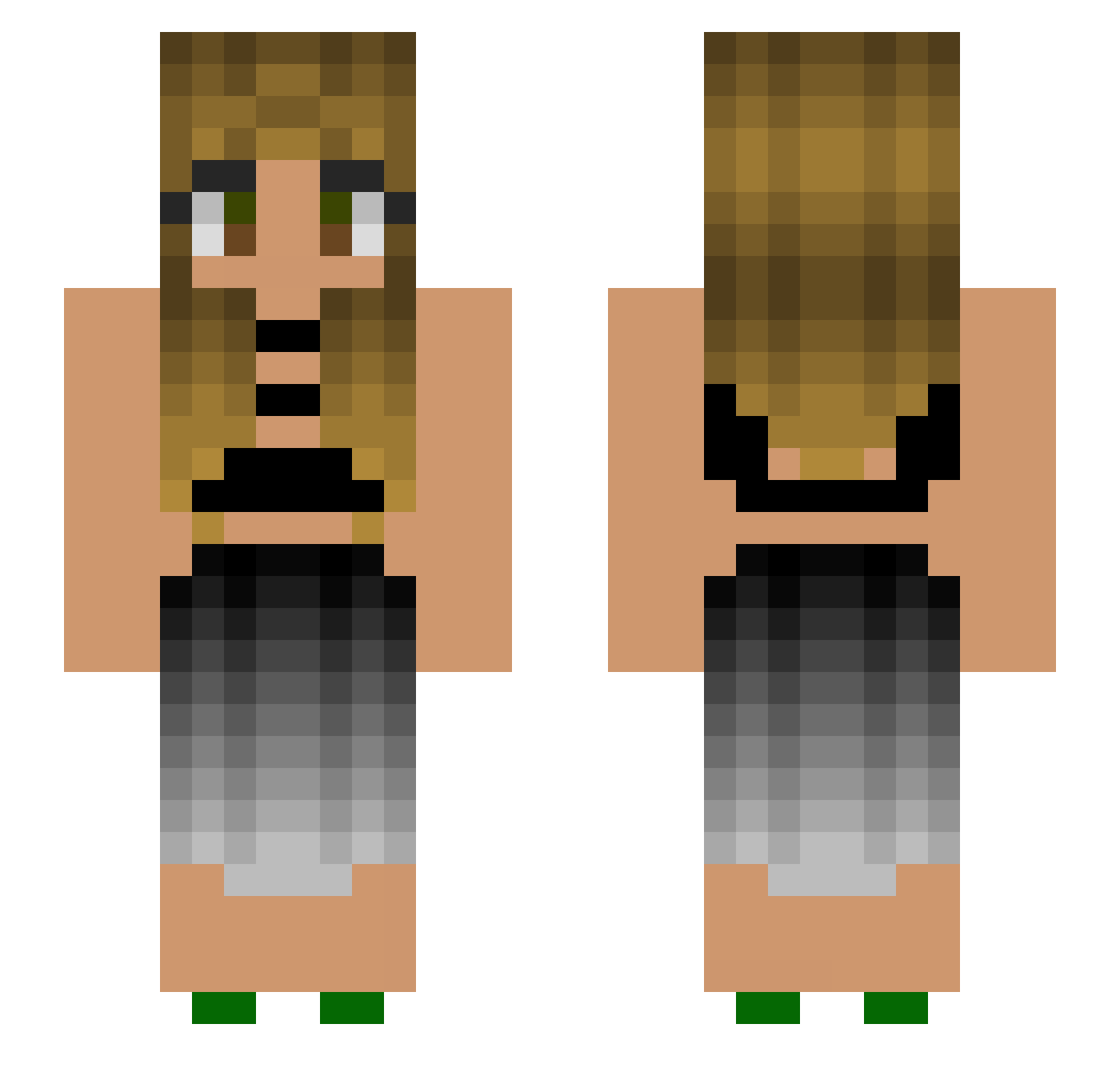 Saufie Minecraft skin, front and back view