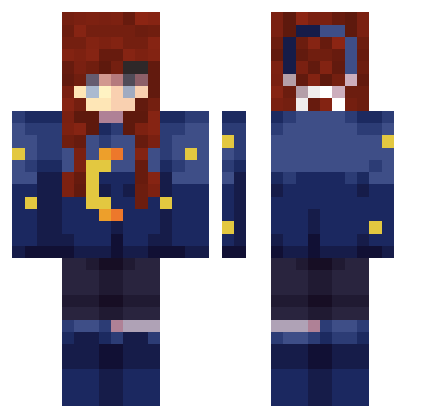 Cicatrix Minecraft skin, front and back view