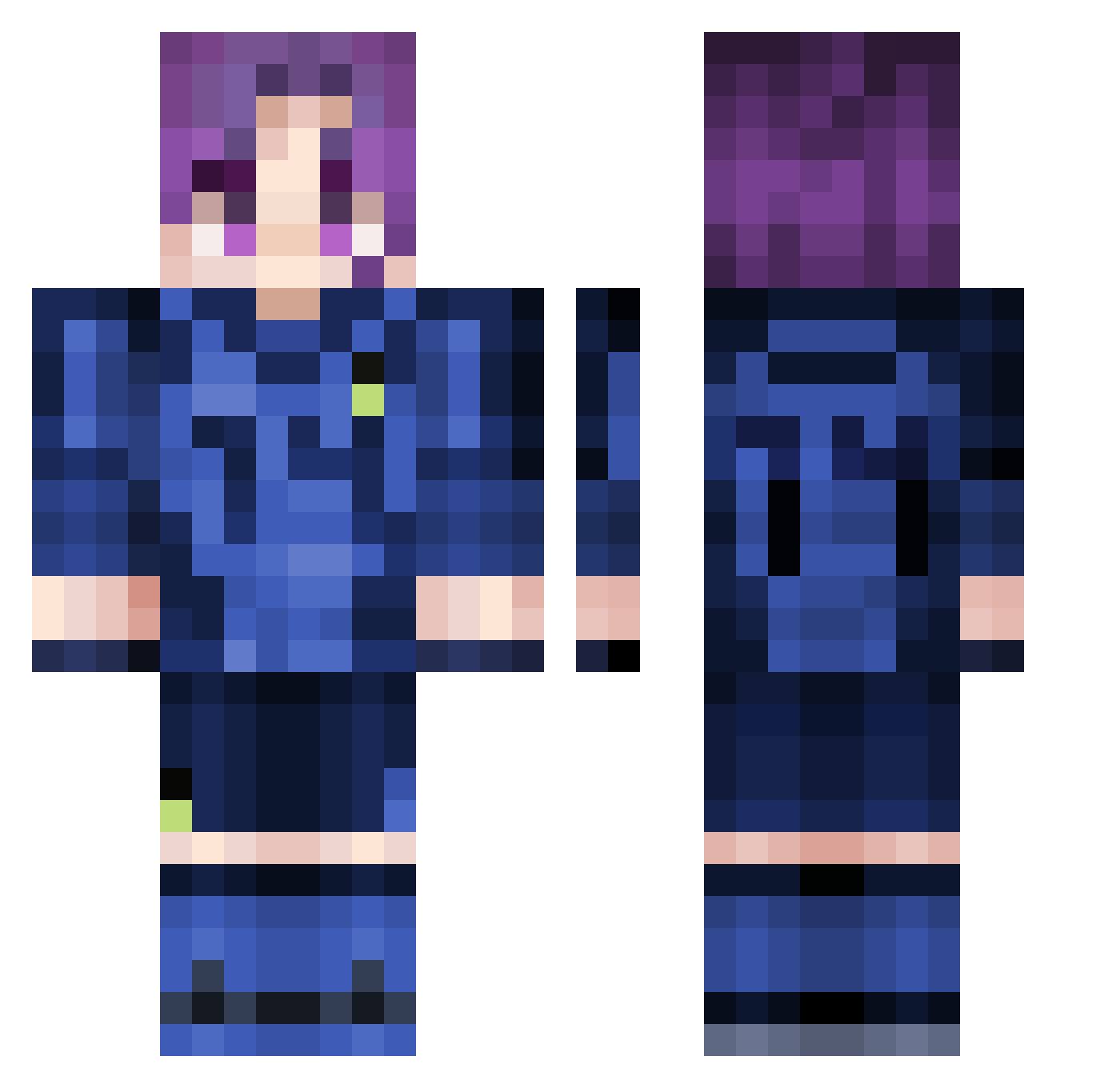 V0niks Minecraft skin, front and back view
