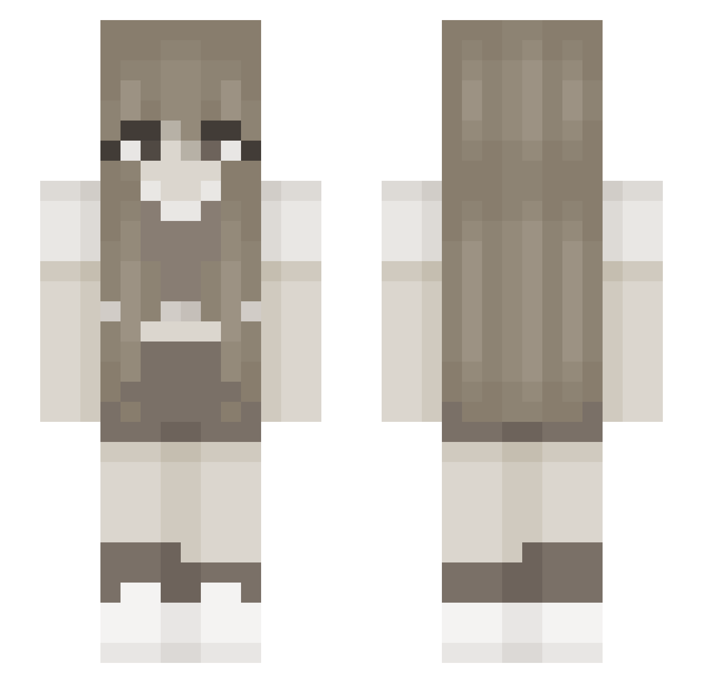 jujubee2 Minecraft skin, front and back view