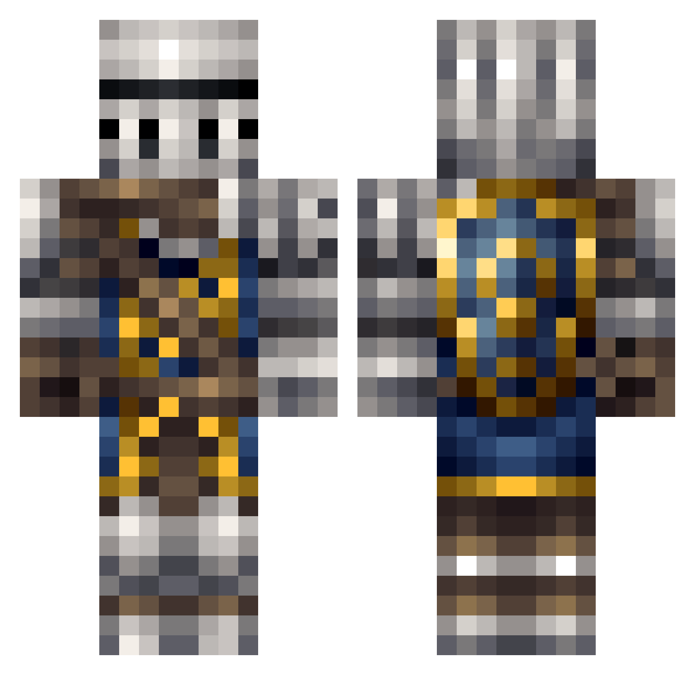 bluesilly Minecraft skin, front and back view