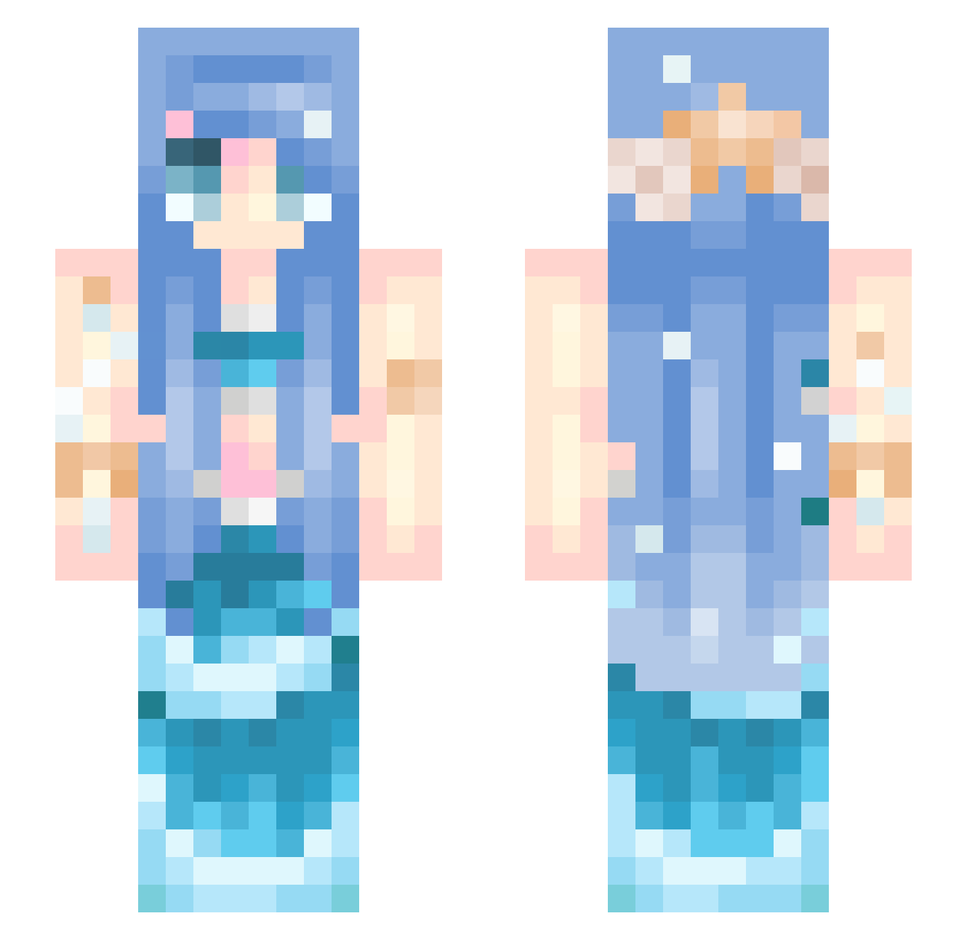MaccaTaiyaki Minecraft skin, front and back view