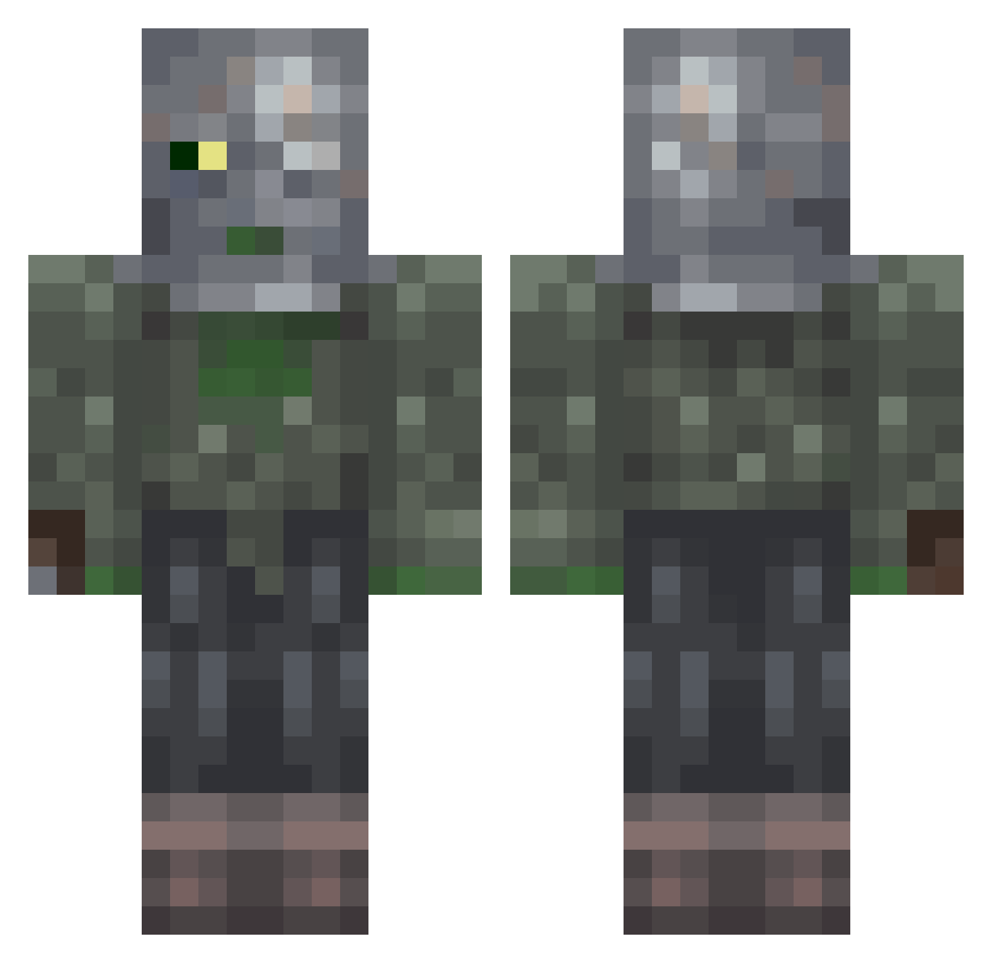 Dire_Sweat Minecraft skin, front and back view