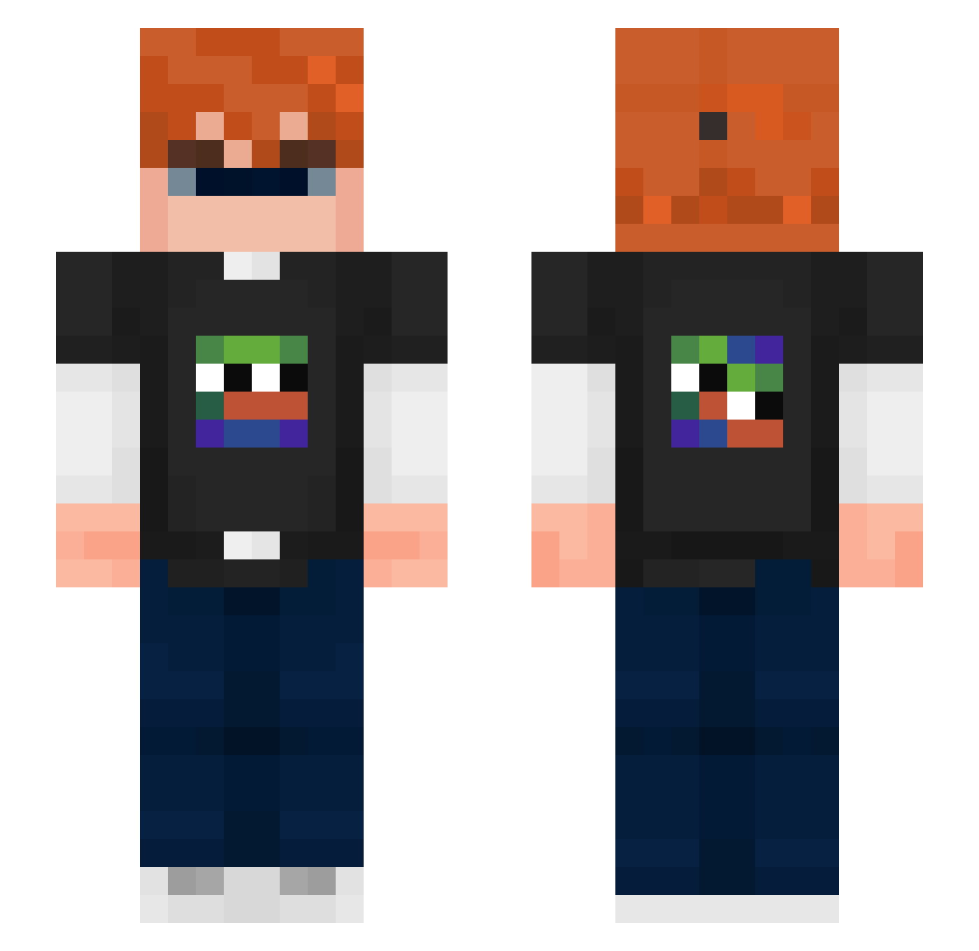 yesorda Minecraft skin, front and back view