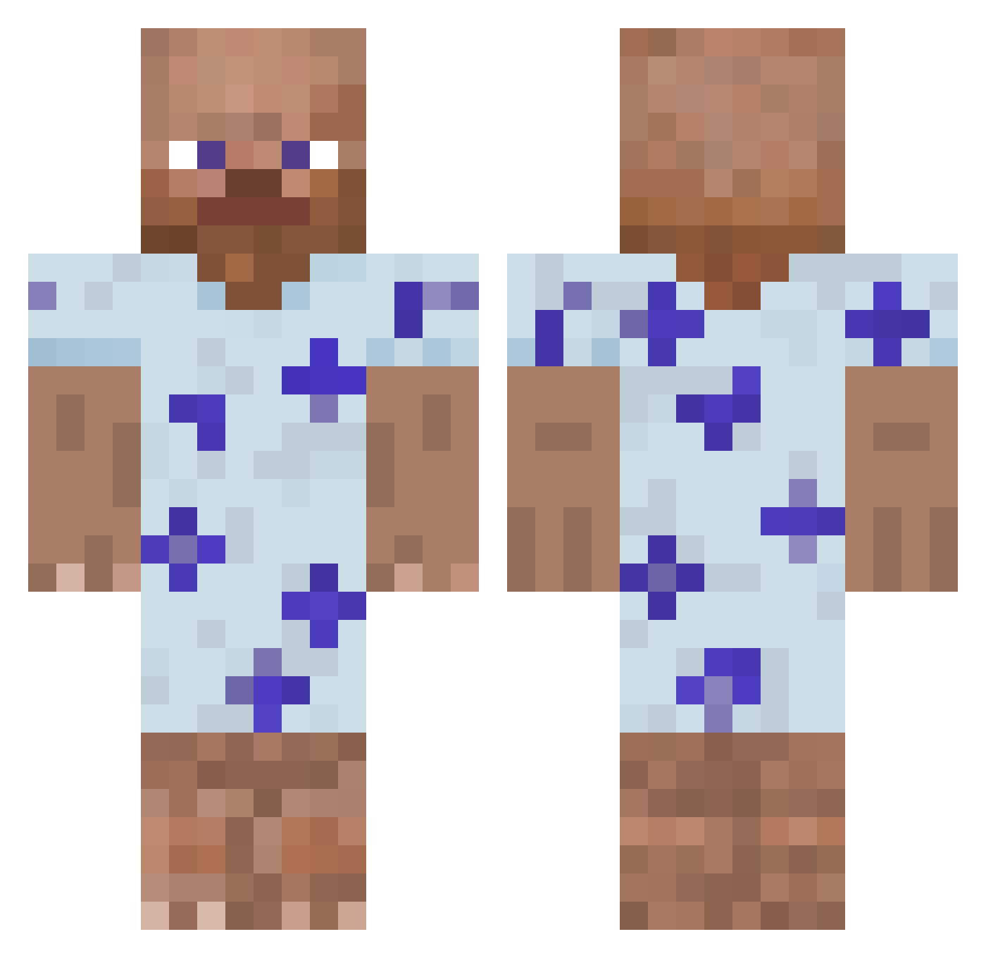 Hitters Minecraft skin, front and back view