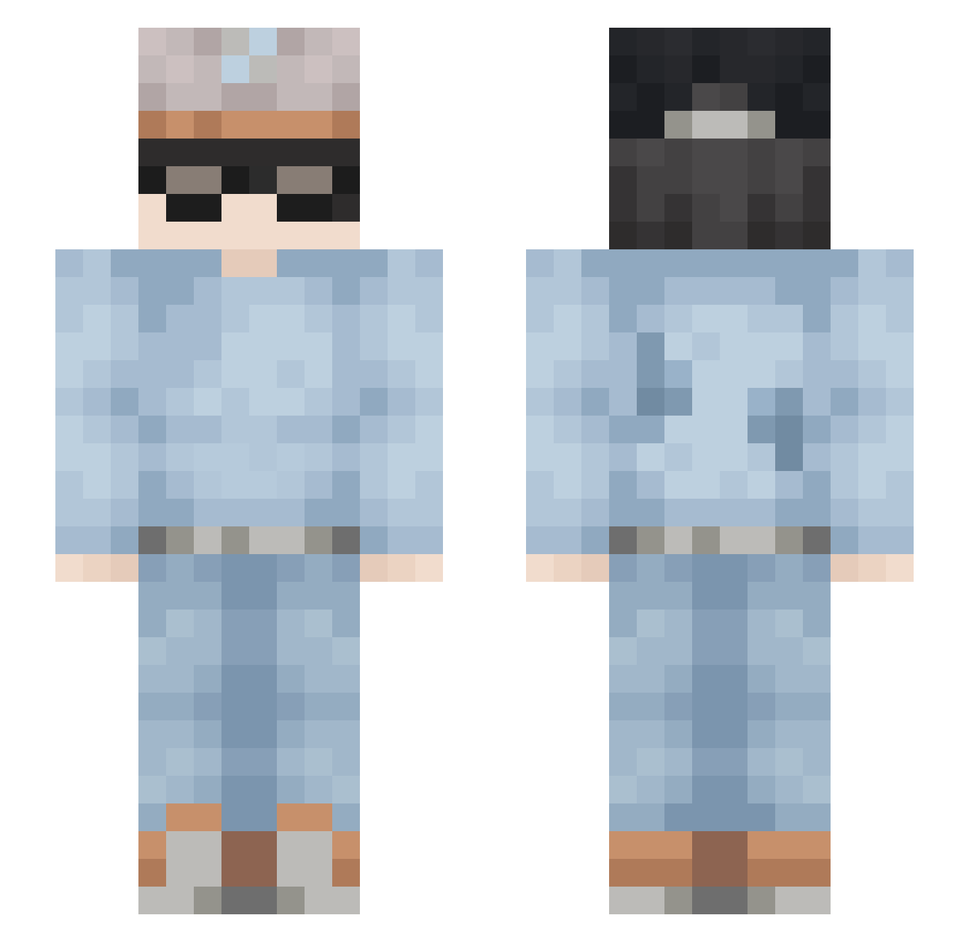aceita Minecraft skin, front and back view