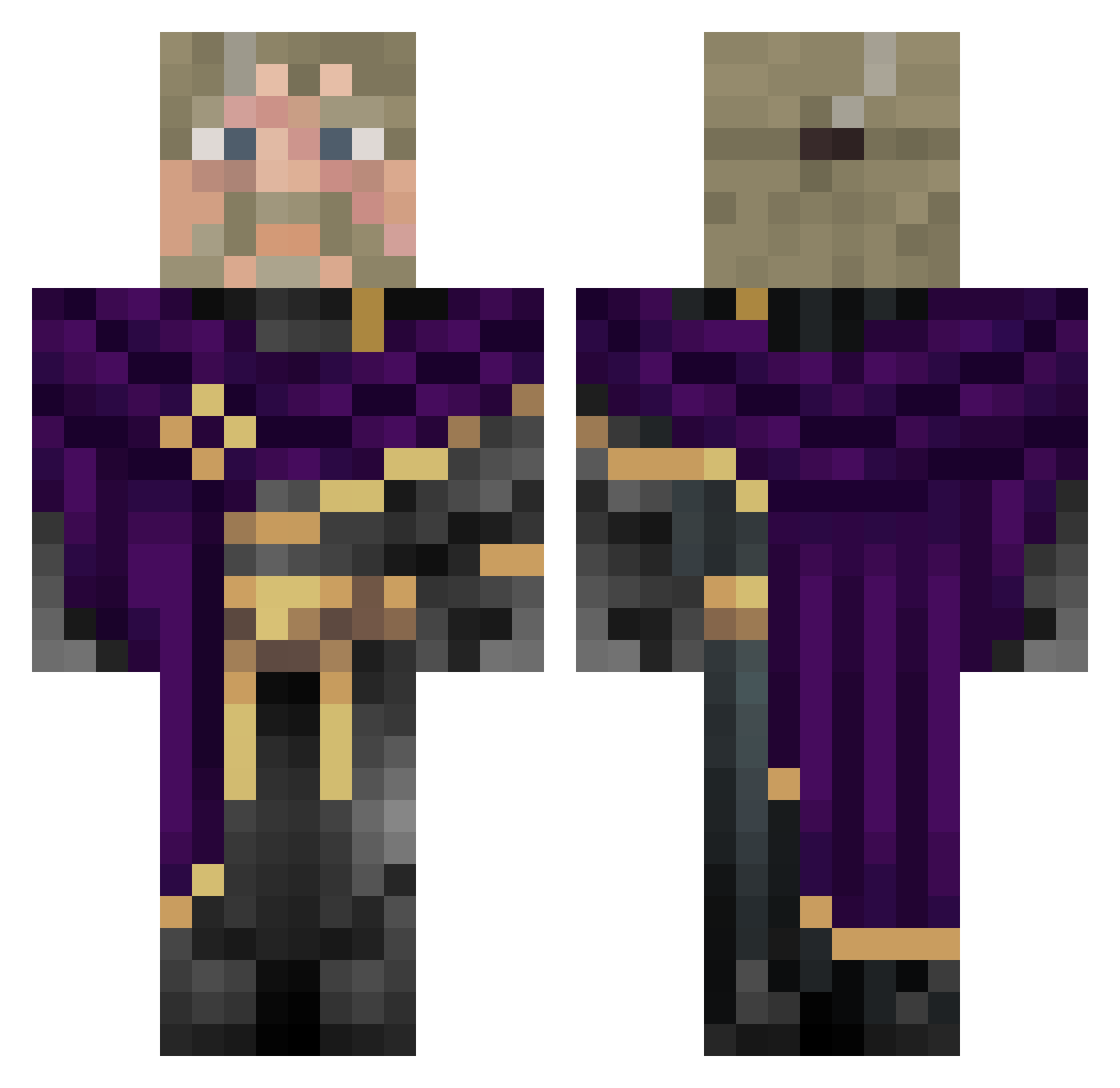 Chedario Minecraft skin, front and back view