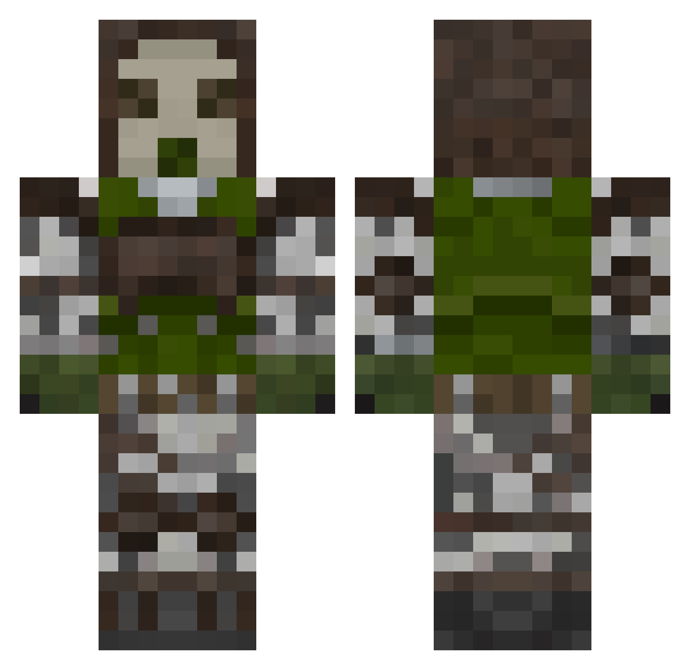 drMidna Minecraft skin, front and back view