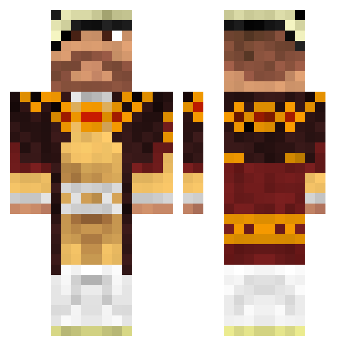 JackMcBean Minecraft skin, front and back view