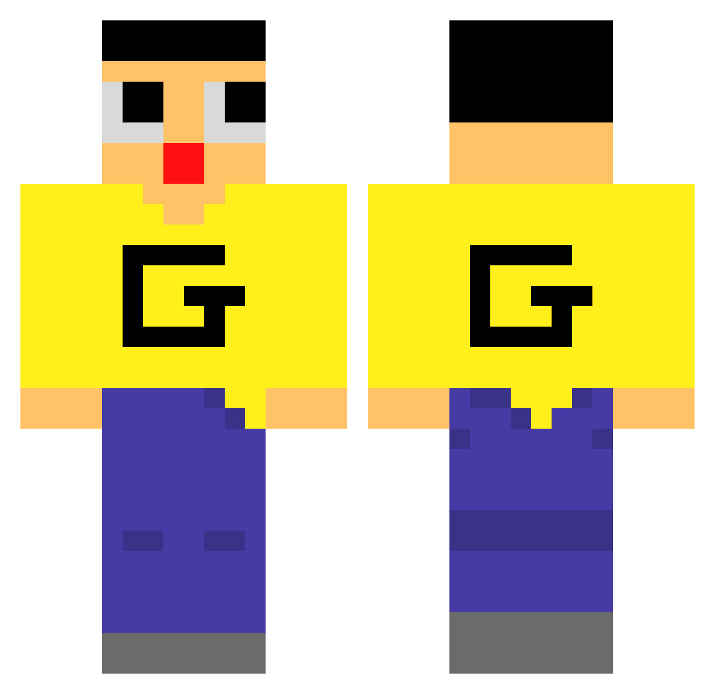 shuunnXXD Minecraft skin, front and back view
