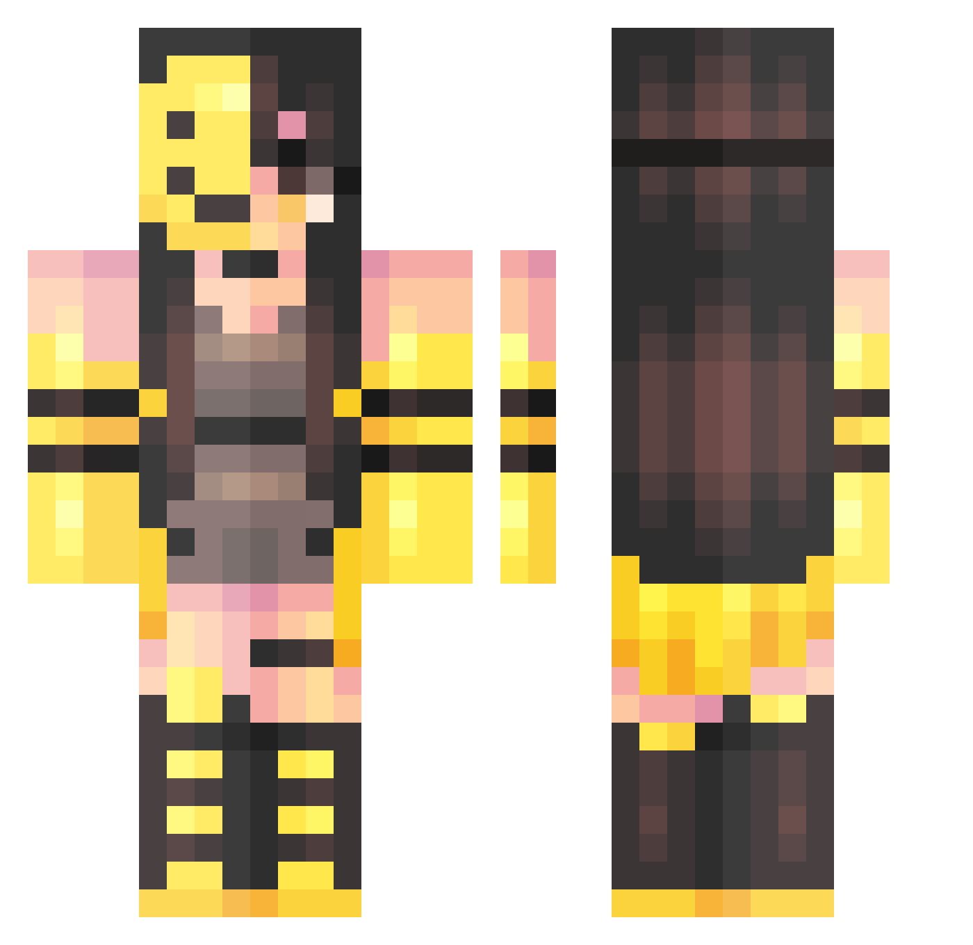 SparkleKittyC Minecraft skin, front and back view