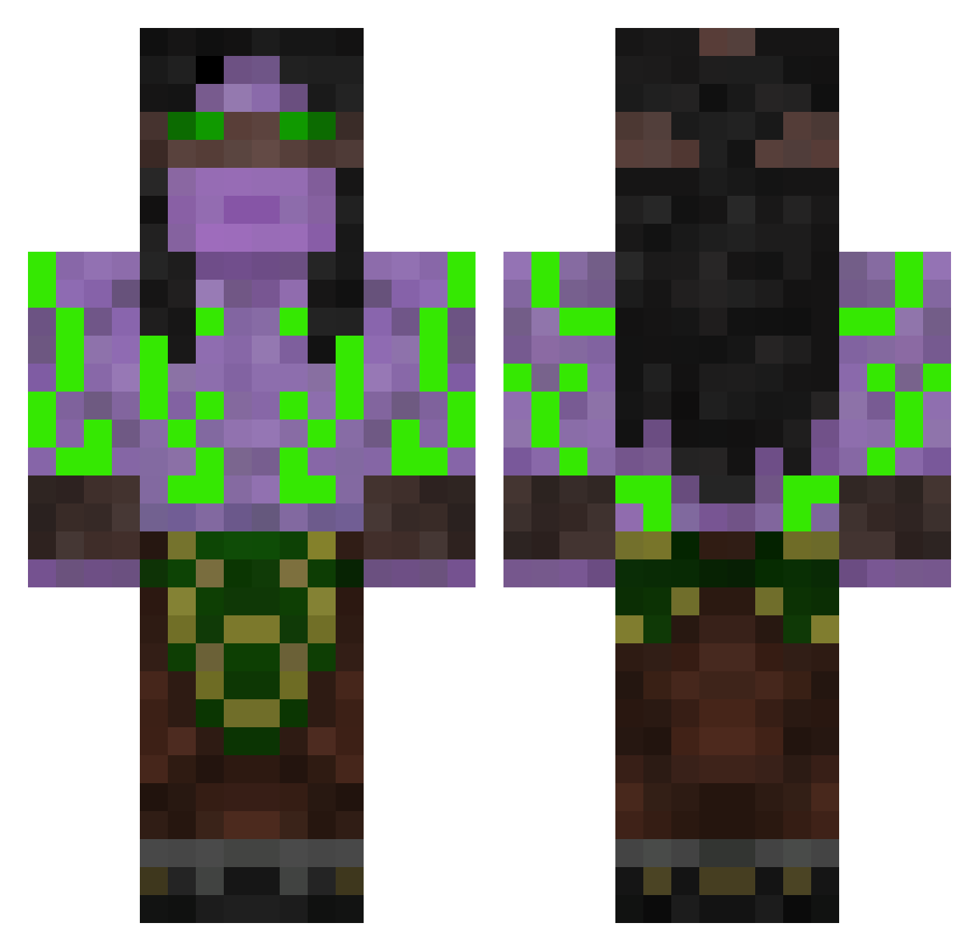 zehnleera Minecraft skin, front and back view