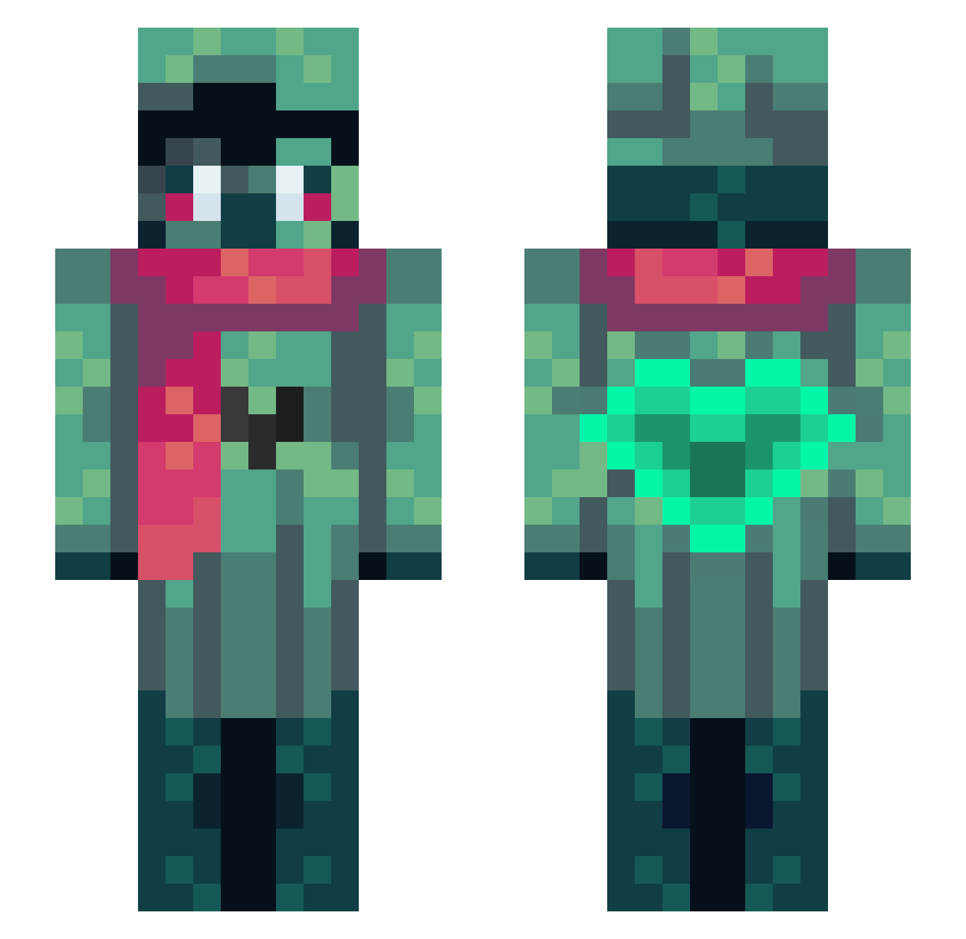 RaelGS Minecraft skin, front and back view