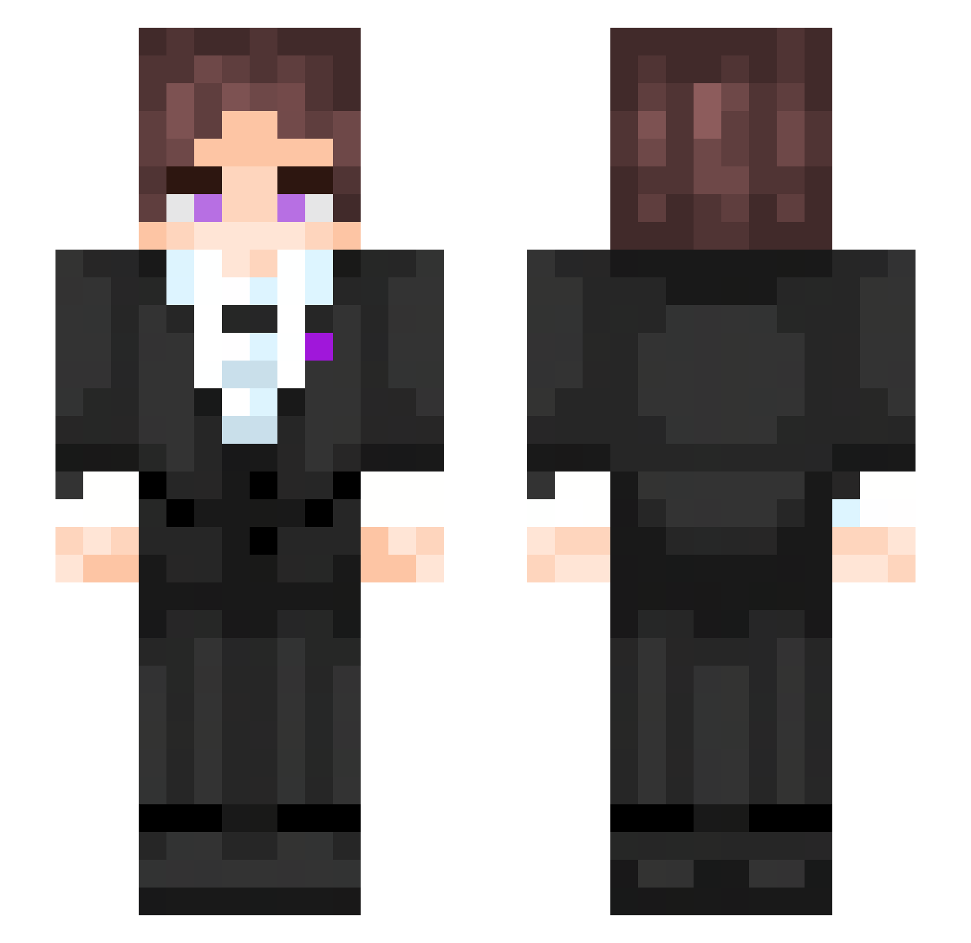 JetShow Minecraft skin, front and back view