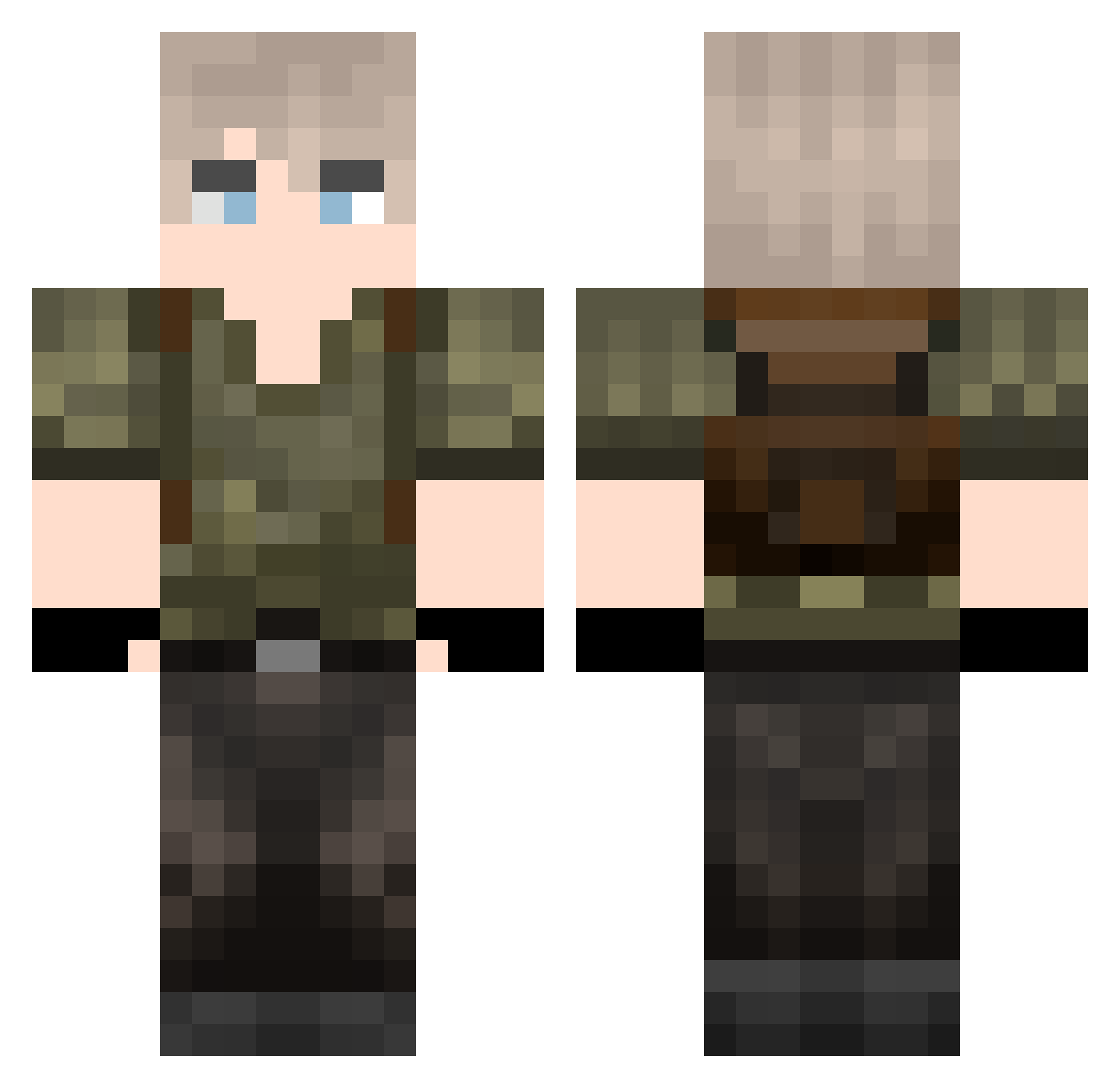 SadRogue2 Minecraft skin, front and back view