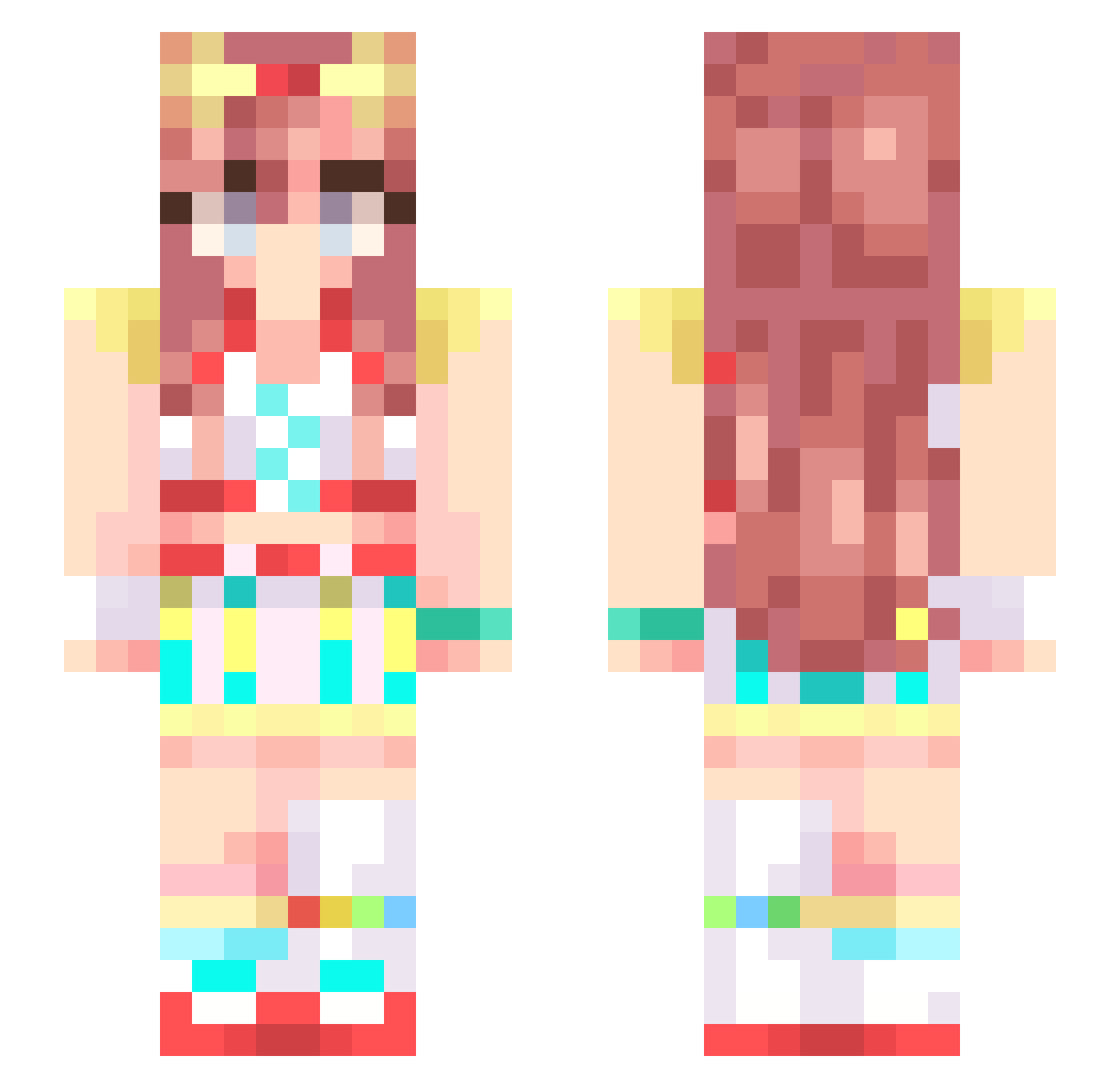 lxnabunny Minecraft skin, front and back view