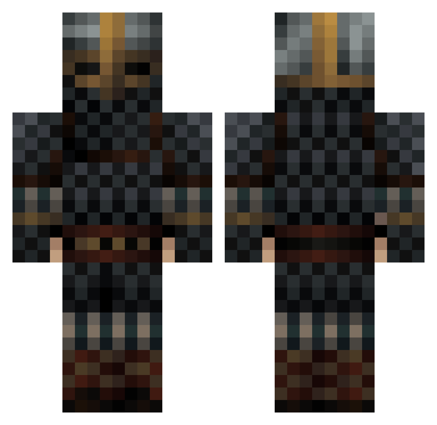hellwx Minecraft skin, front and back view