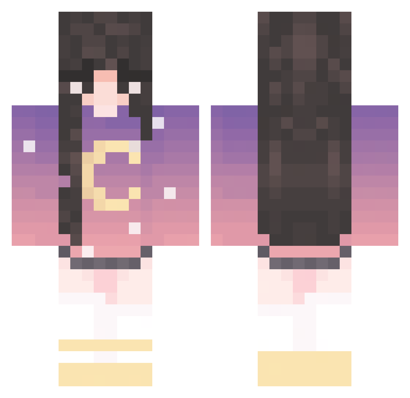 SkyNixMoon Minecraft skin, front and back view