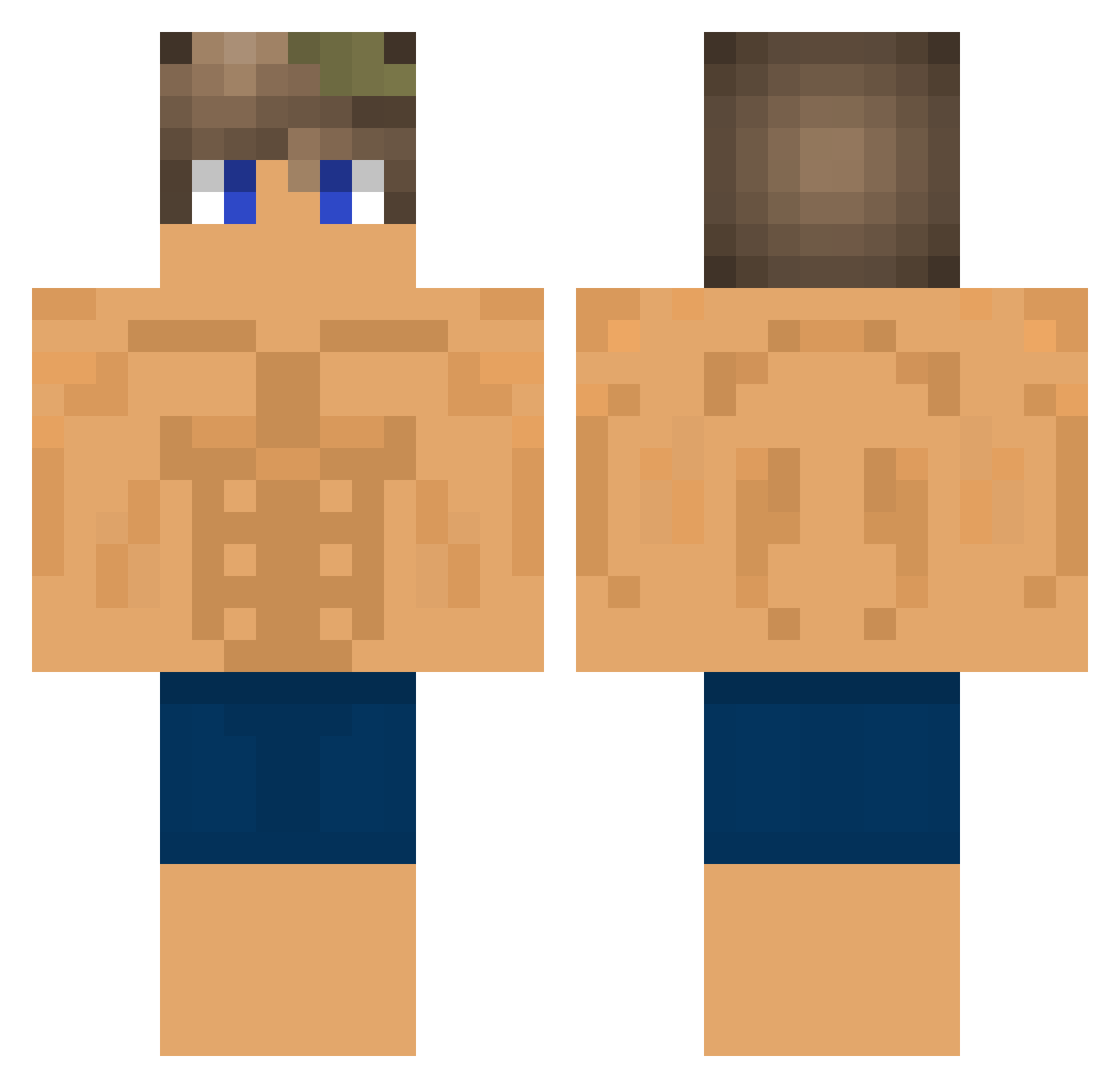 Mattiegamesoff Minecraft skin, front and back view