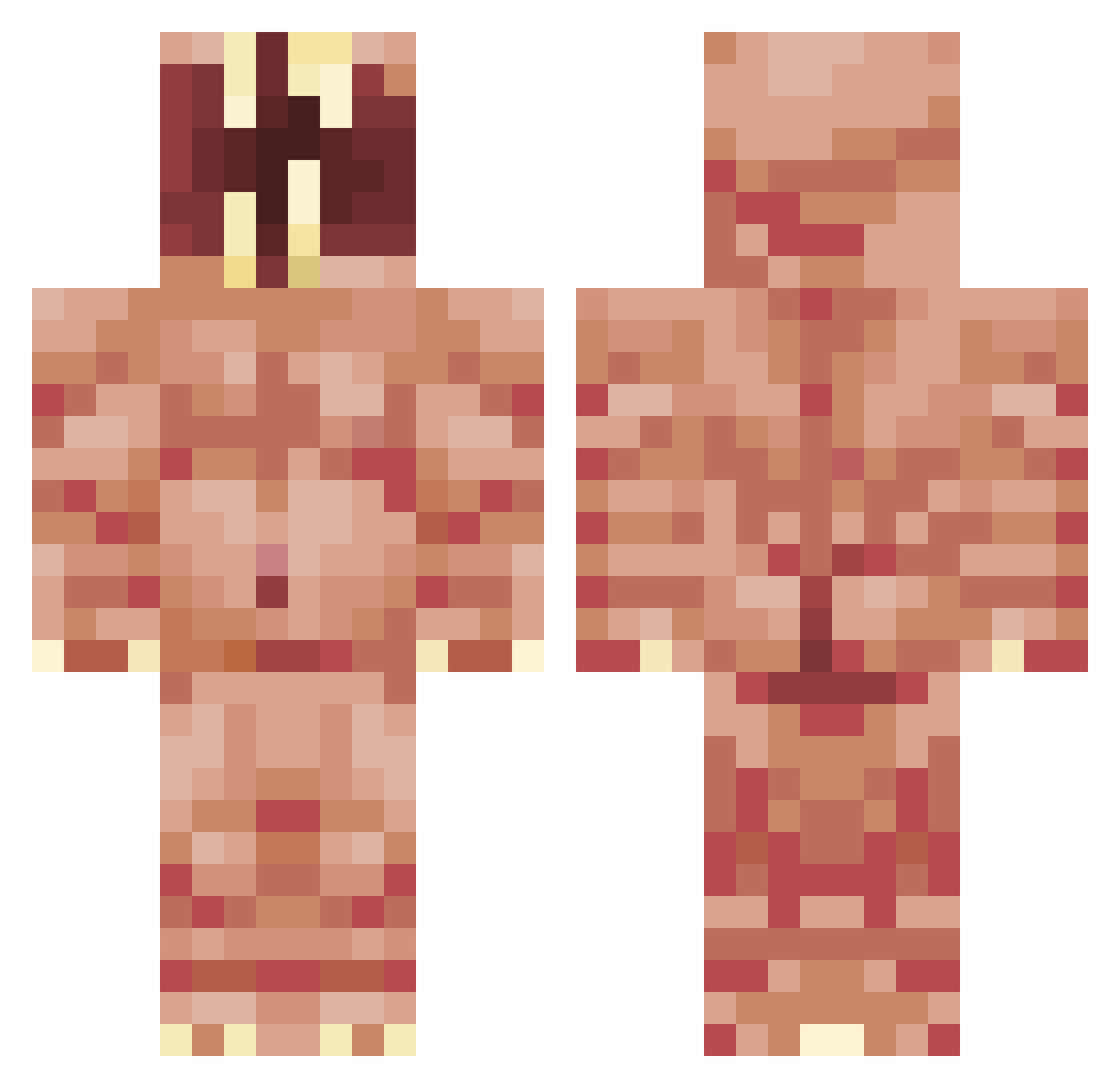Glommm Minecraft skin, front and back view