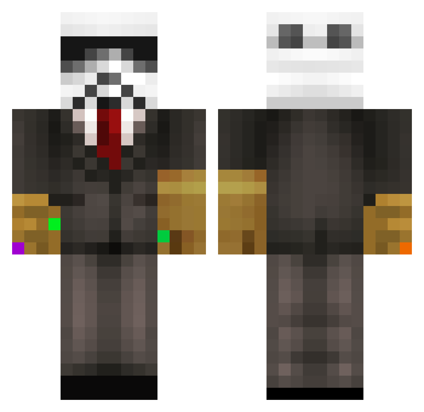 Rulowl Minecraft skin, front and back view