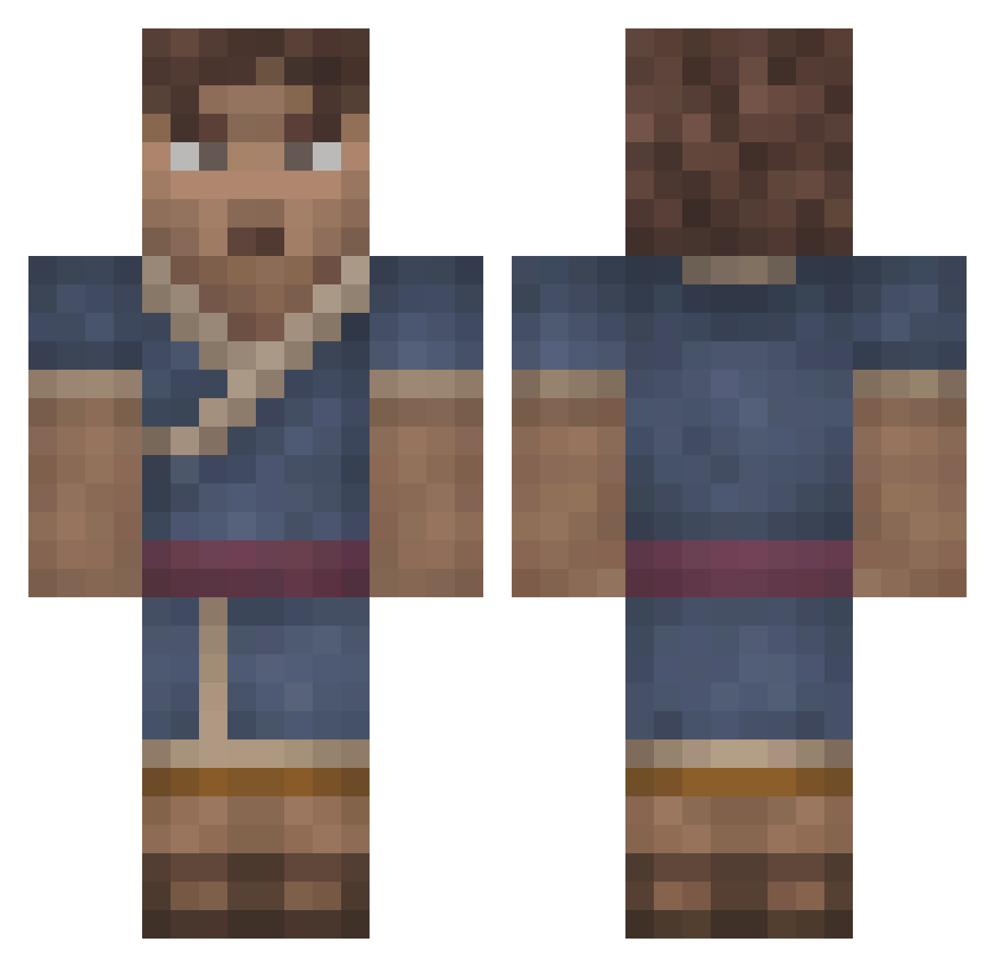 Sisyphides Minecraft skin, front and back view