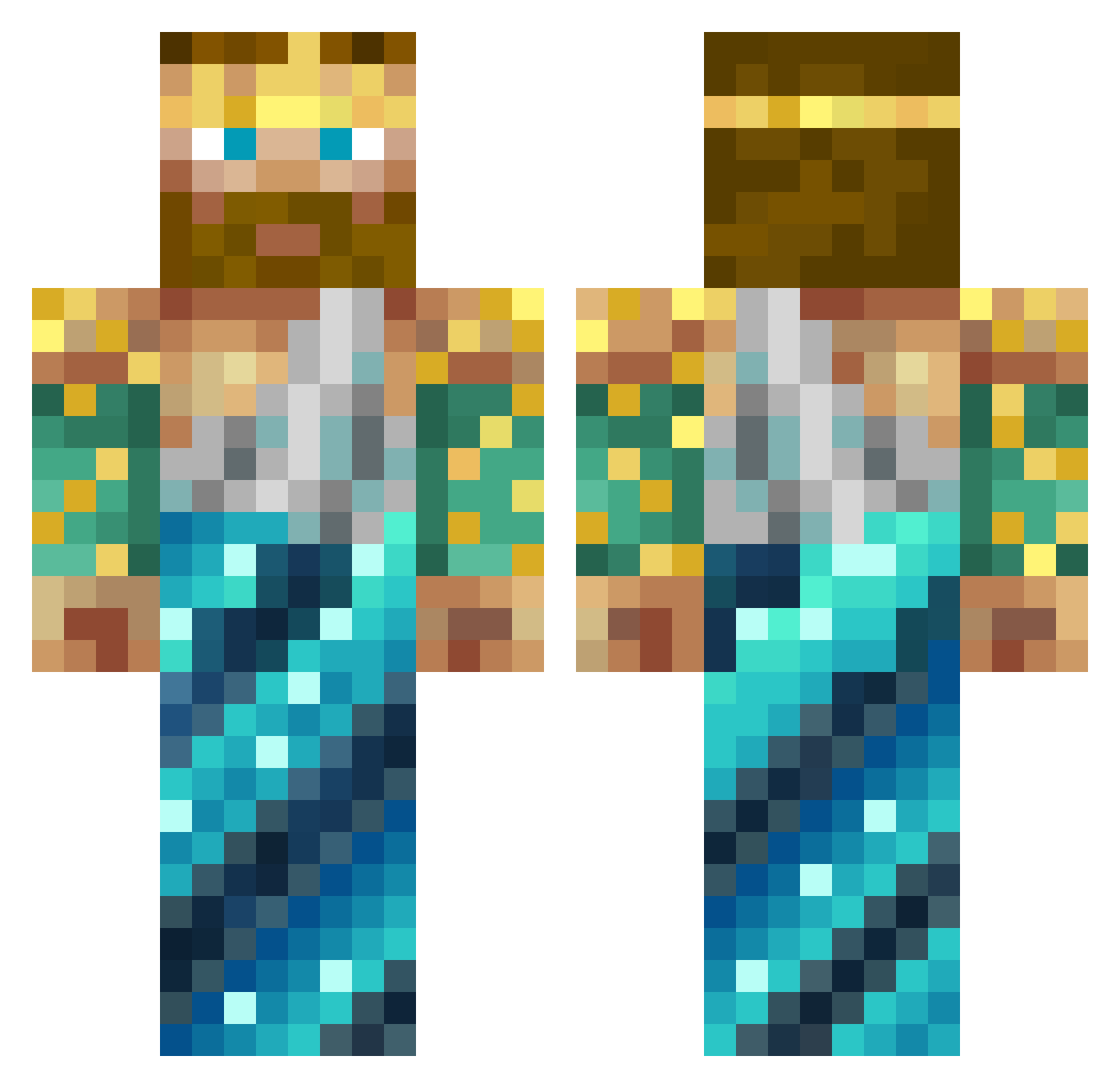 Evengalios Minecraft skin, front and back view