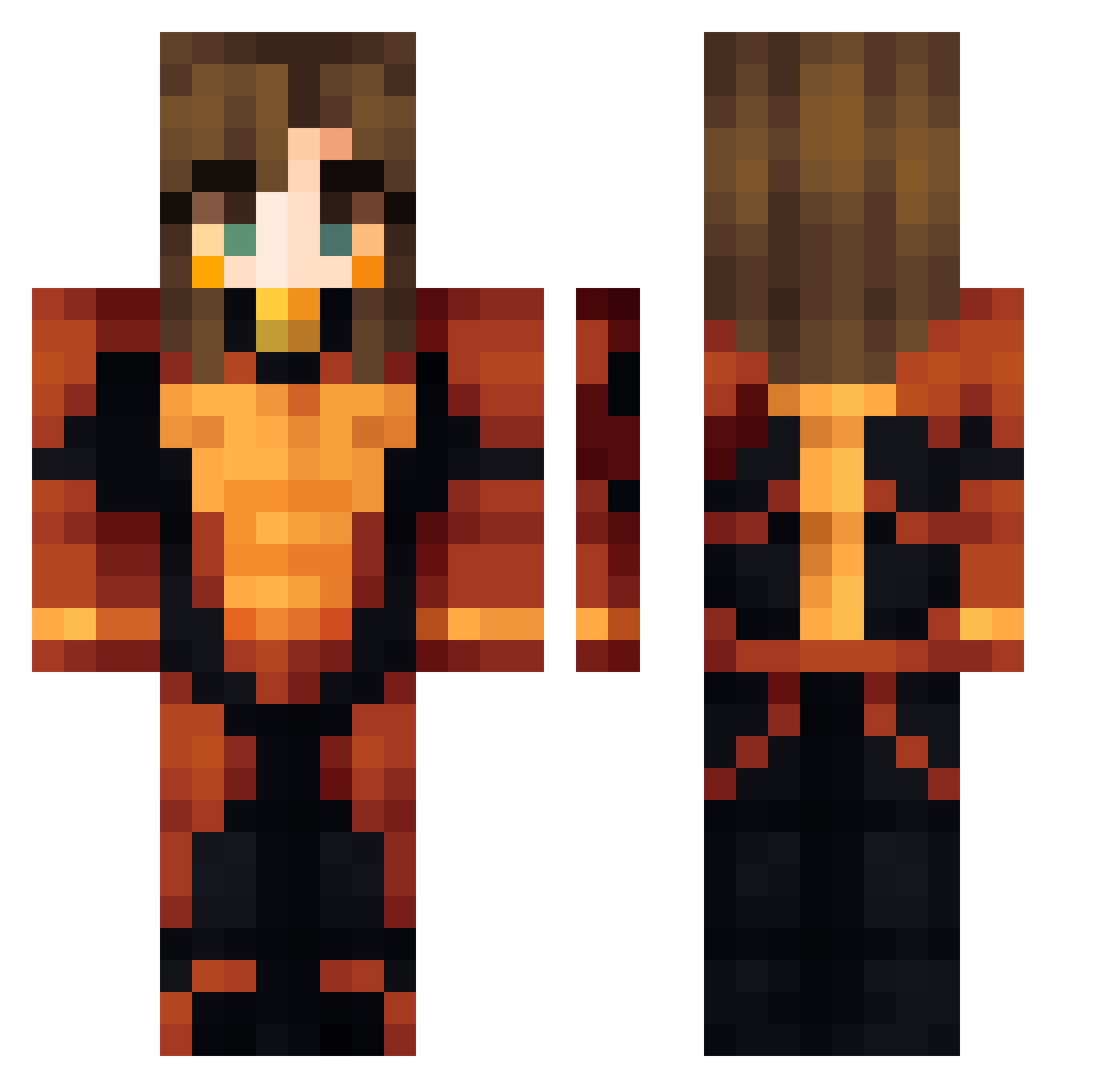 Nicholino Minecraft skin, front and back view