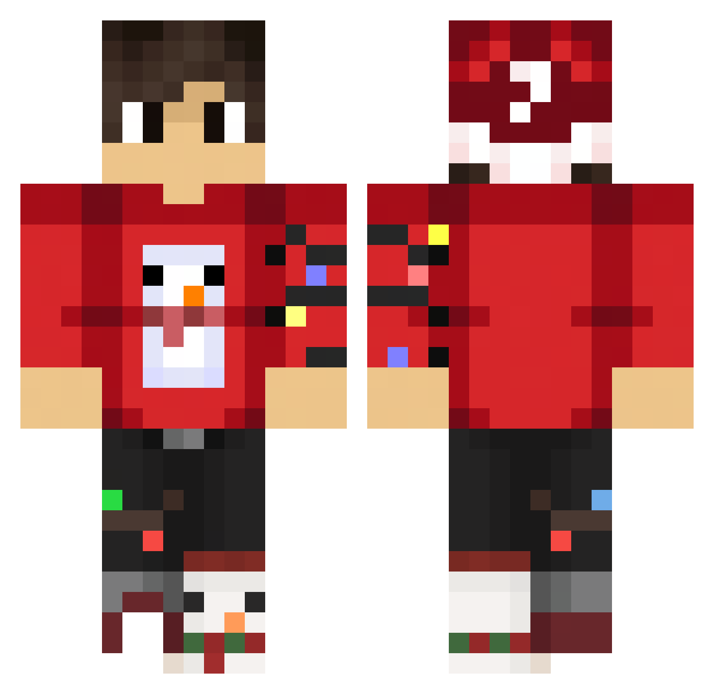 blissxo Minecraft skin, front and back view