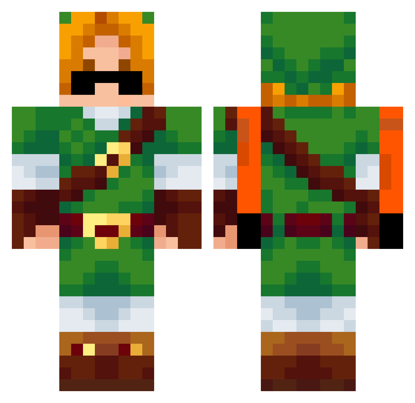 pikaxo2010 Minecraft skin, front and back view