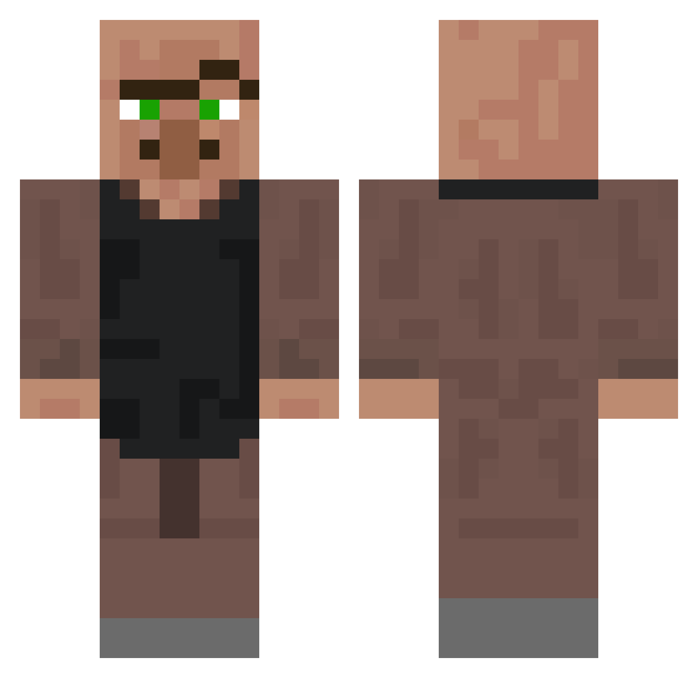 StinkyMenu Minecraft skin, front and back view