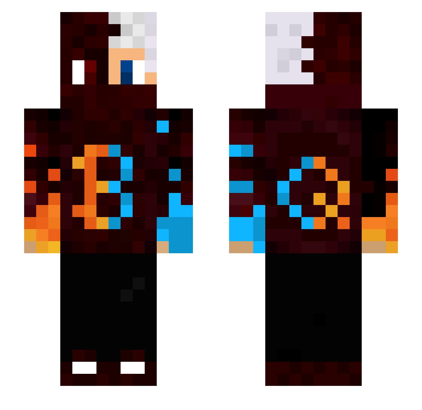 Invertize Minecraft skin, front and back view
