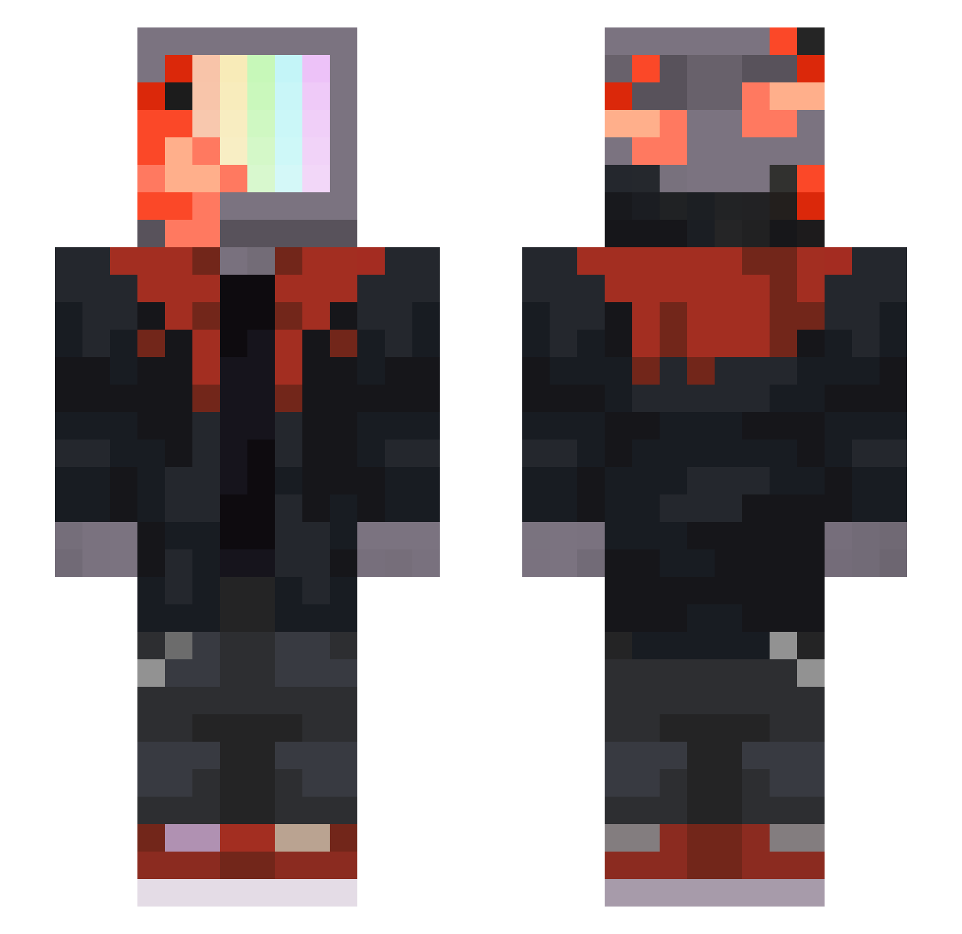 DimeBrii Minecraft skin, front and back view