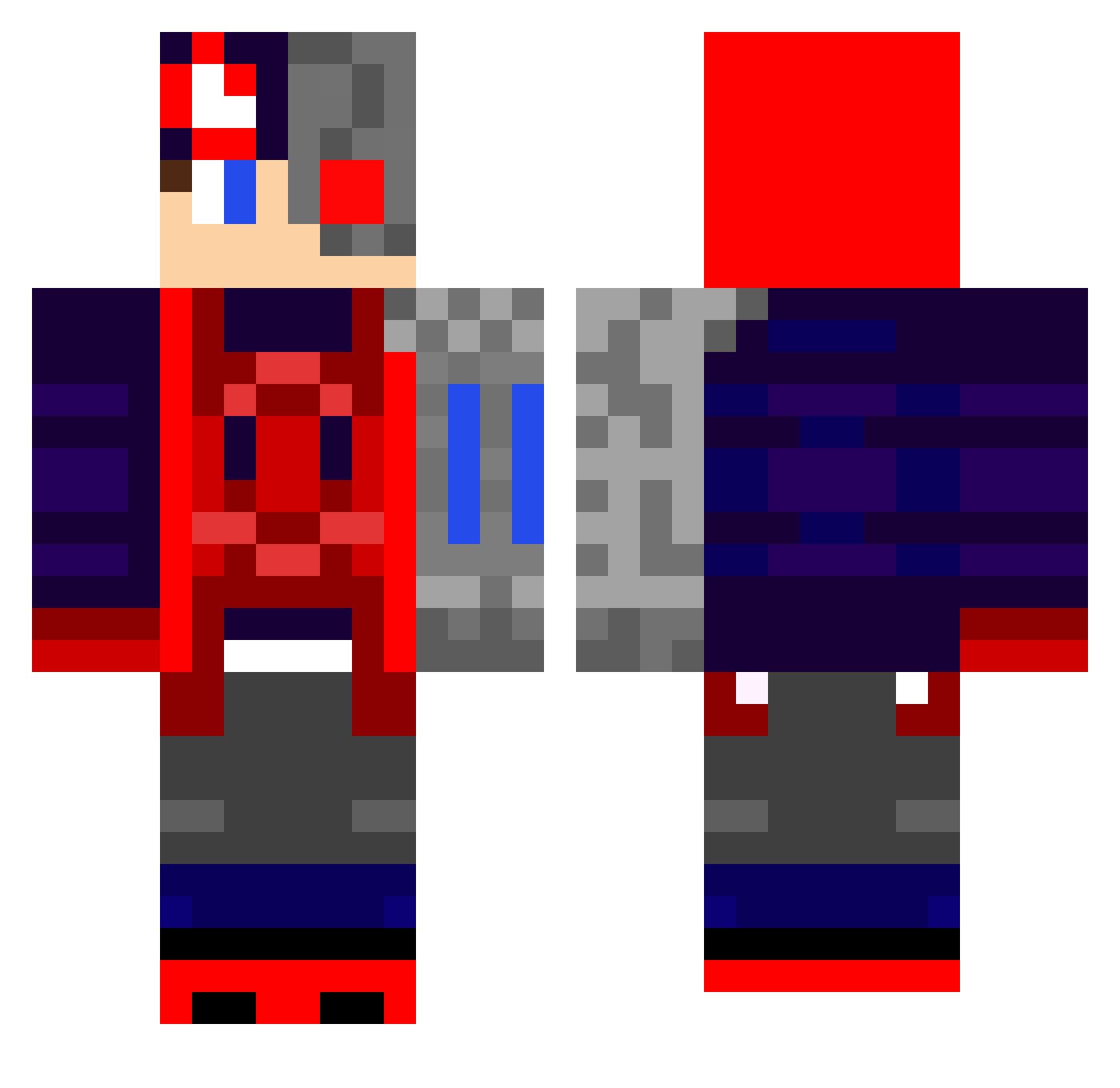 SpiderFT Minecraft skin, front and back view